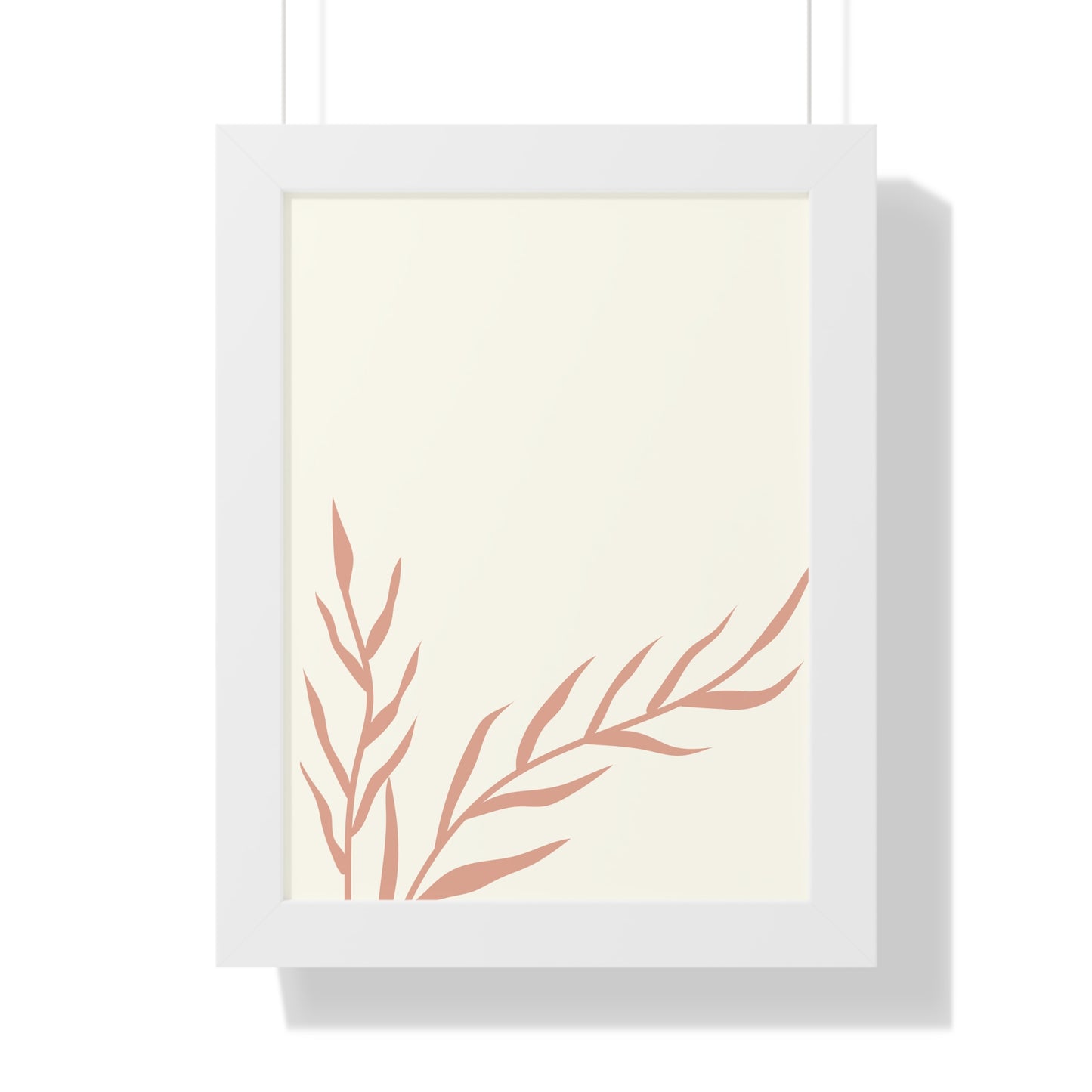 Minimalist Peach Wheat Art Print | Elegant Pastel Wall Art | XCalibre Designs | Framed Vertical Poster