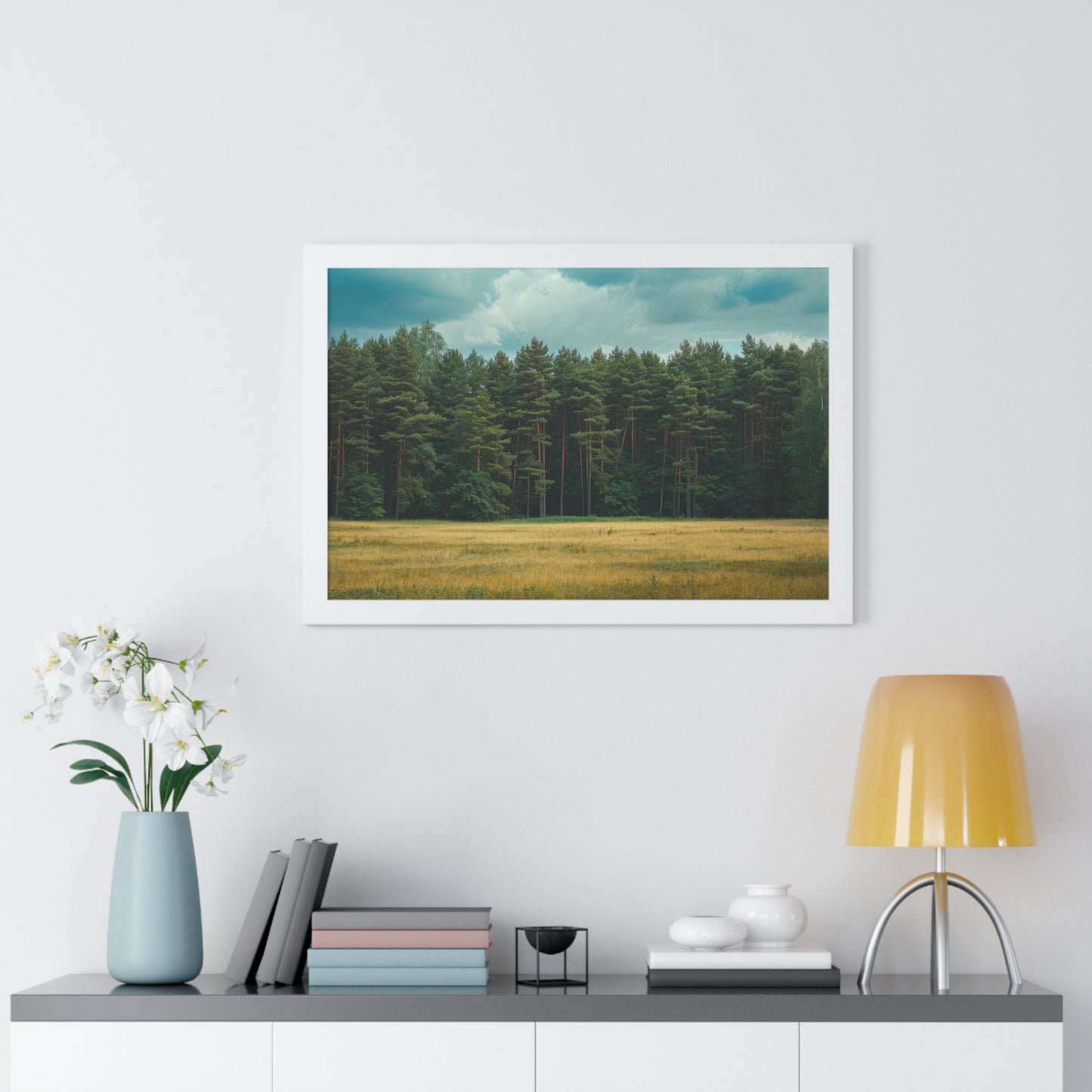 Verdant Refuge - Peaceful Meadow Art Frame | Framed Horizontal Poster