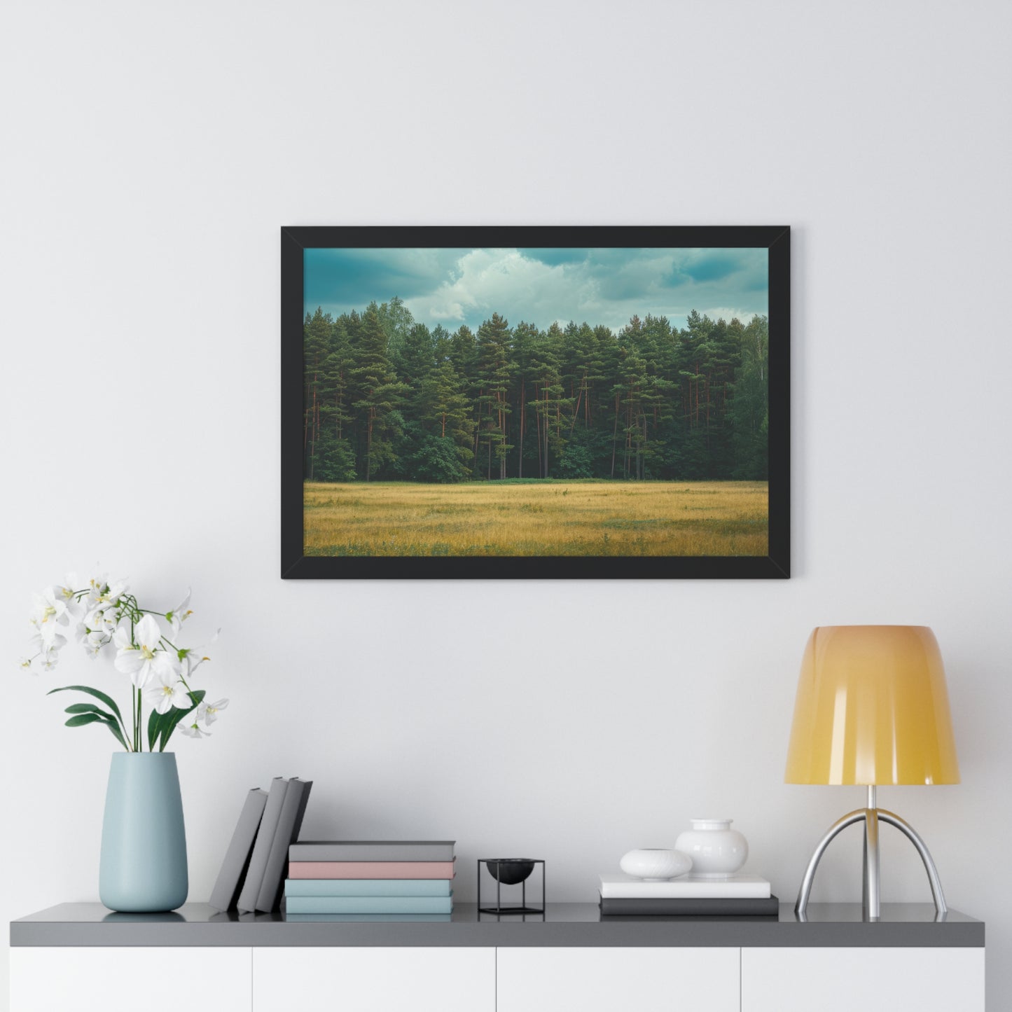 Verdant Refuge - Peaceful Meadow Art Frame | Framed Horizontal Poster