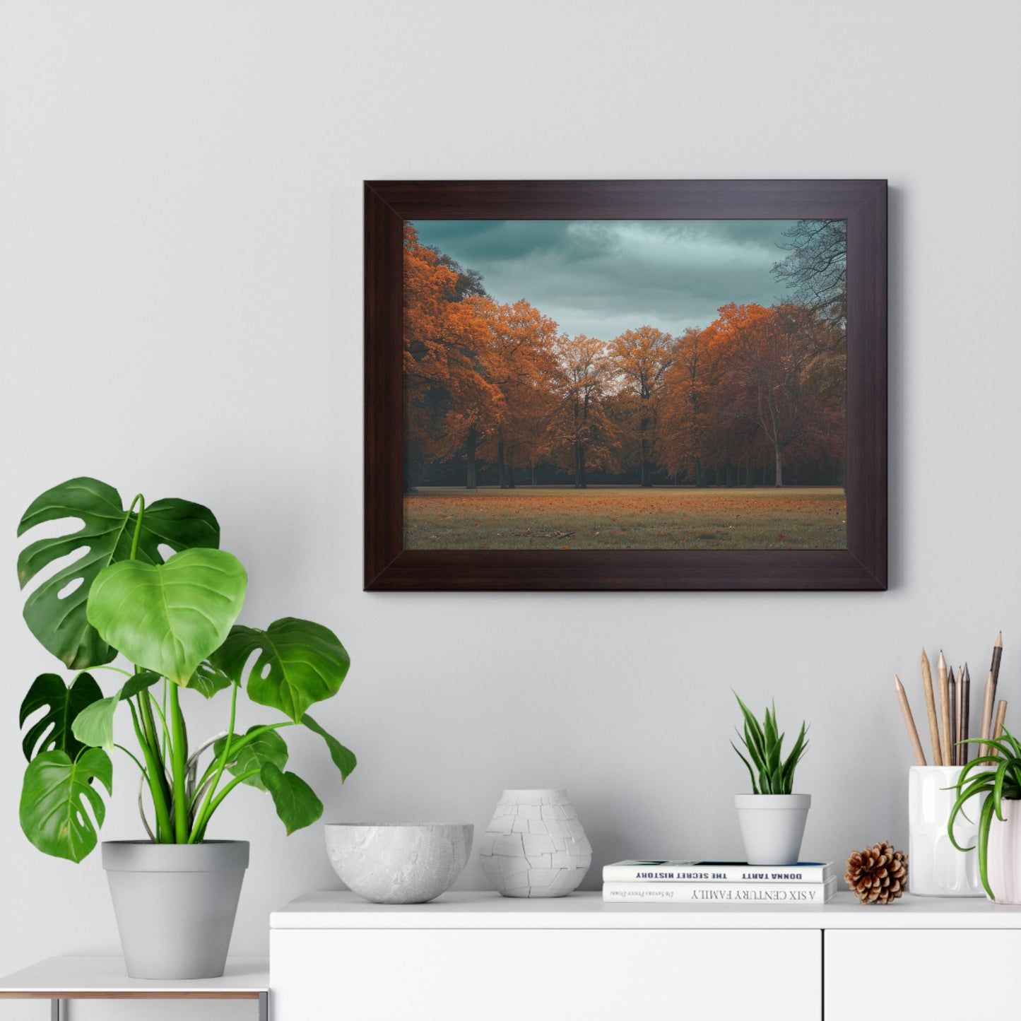 Crimson Canopy - Majestic Autumn Art Frame | Framed Horizontal Poster