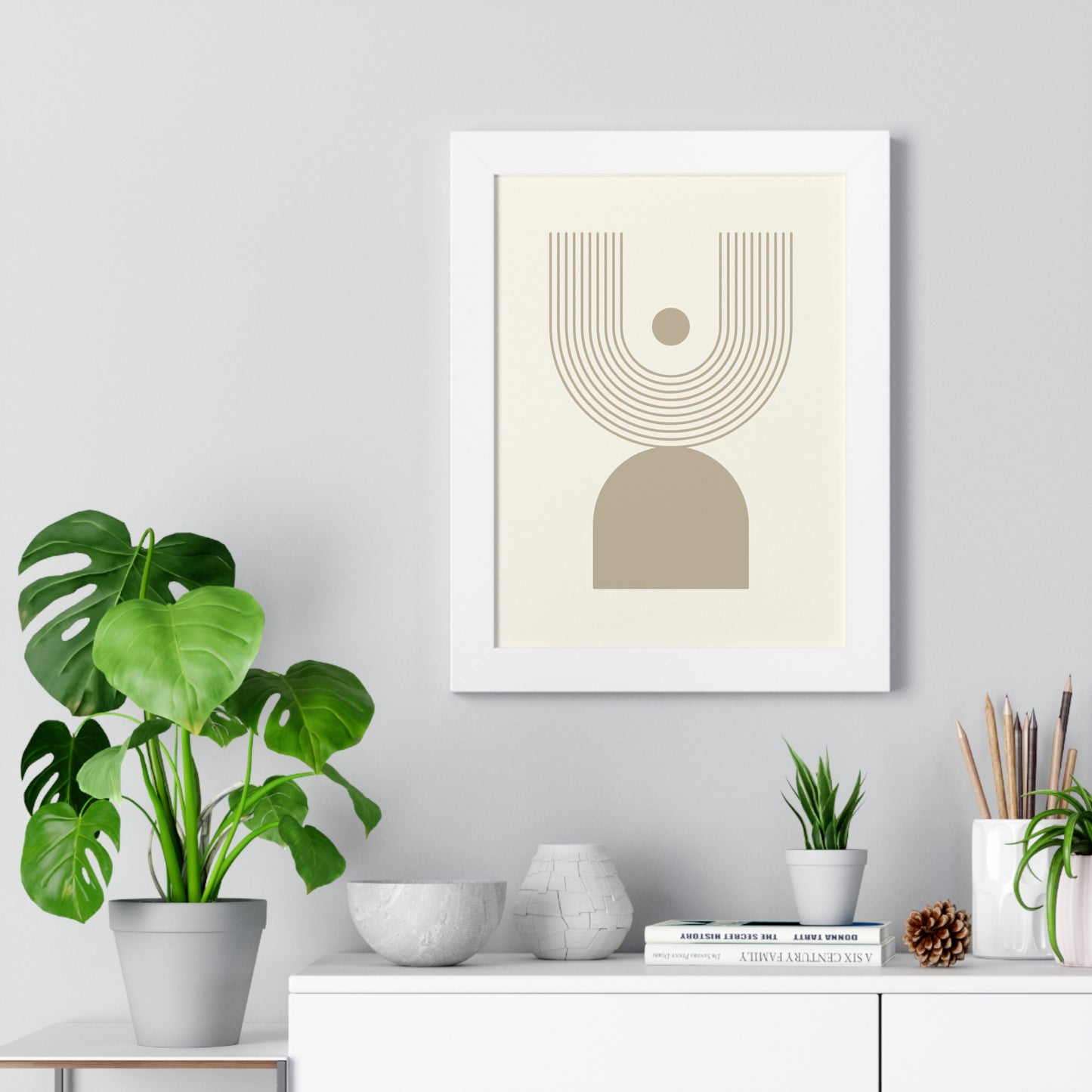 Abstract Geometric Sunrise Art Print | Modern Minimalist Wall Art | XCalibre Designs | Framed Vertical Poster