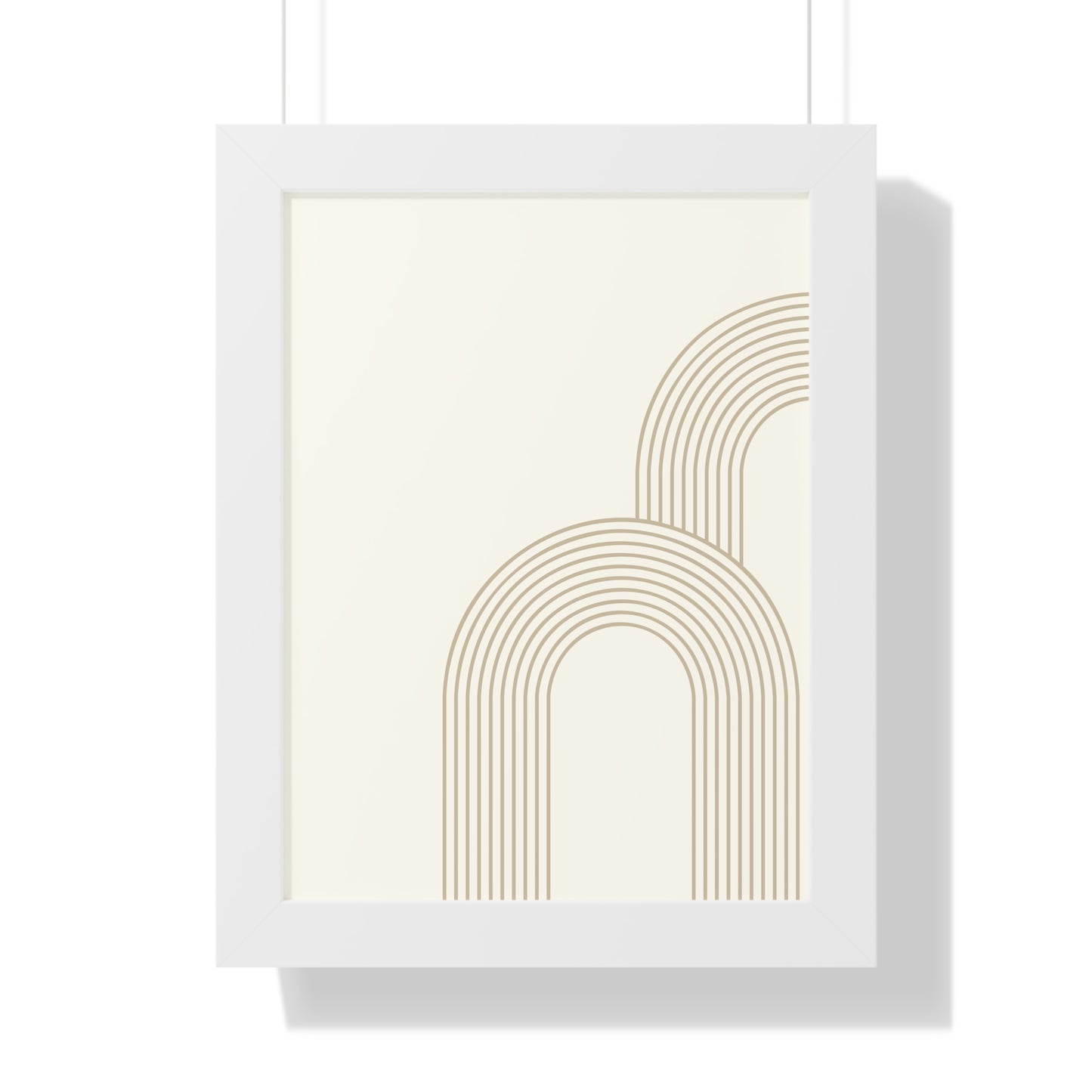 Minimalist Beige Arch Line Art Print | Contemporary Geometric Wall Art | XCalibre Designs | Framed Vertical Poster