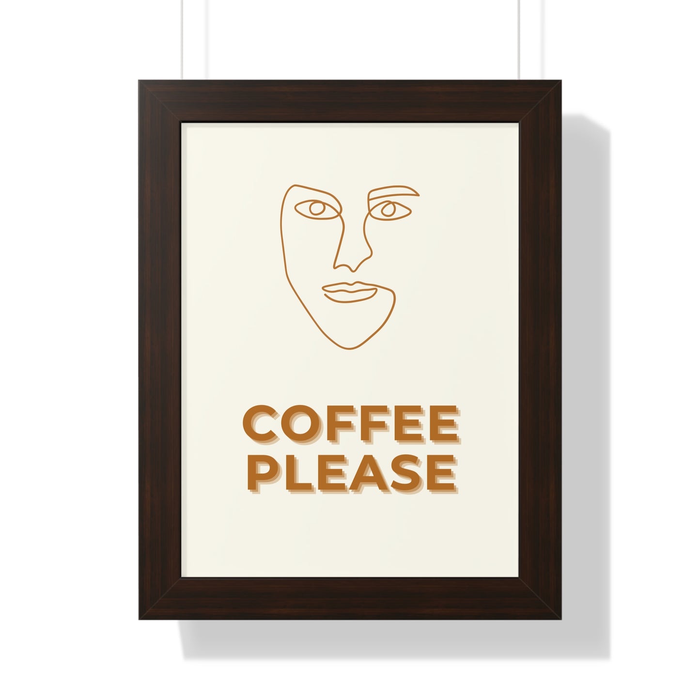 Abstract Face Line Art Coffee Print | Modern Cafe Decor Artwork | XCalibre Designs | Framed Vertical Poster