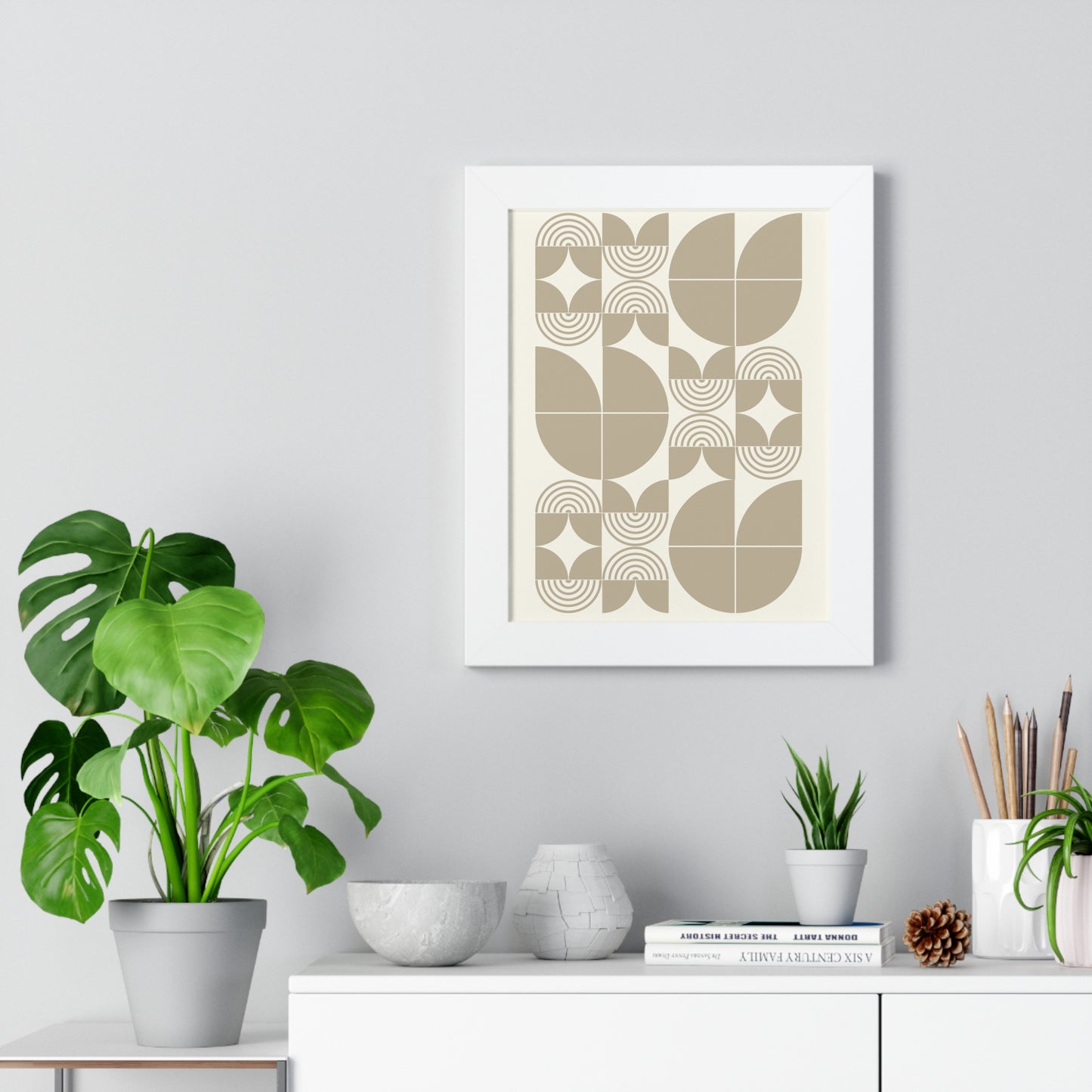 Retro Abstract Geometric Shapes Art Print | Mid-Century Modern Wall Art | XCalibre Designs | Framed Vertical Poster