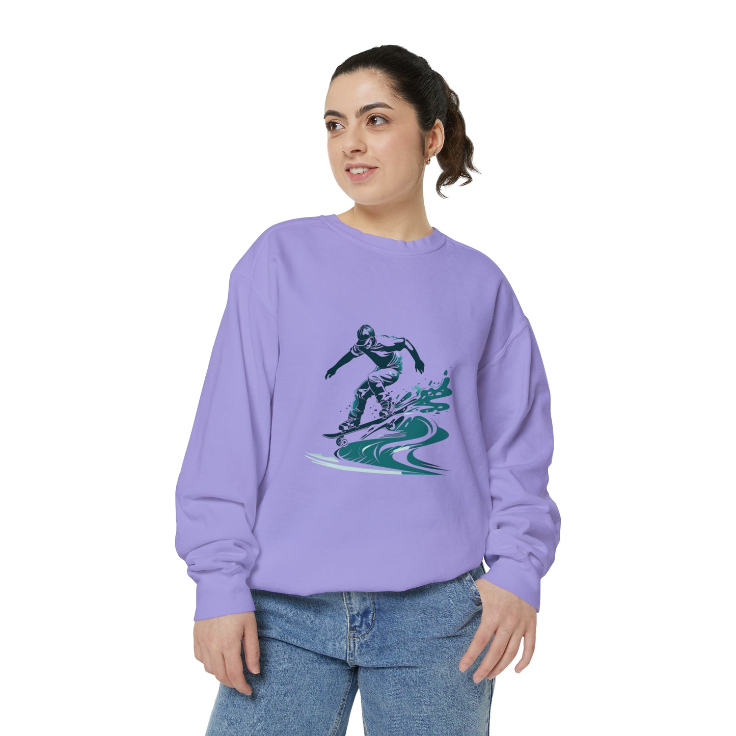 Oceanic Surfer Wave Crewneck Sweatshirt | Unisex Garment-Dyed Sweatshirt