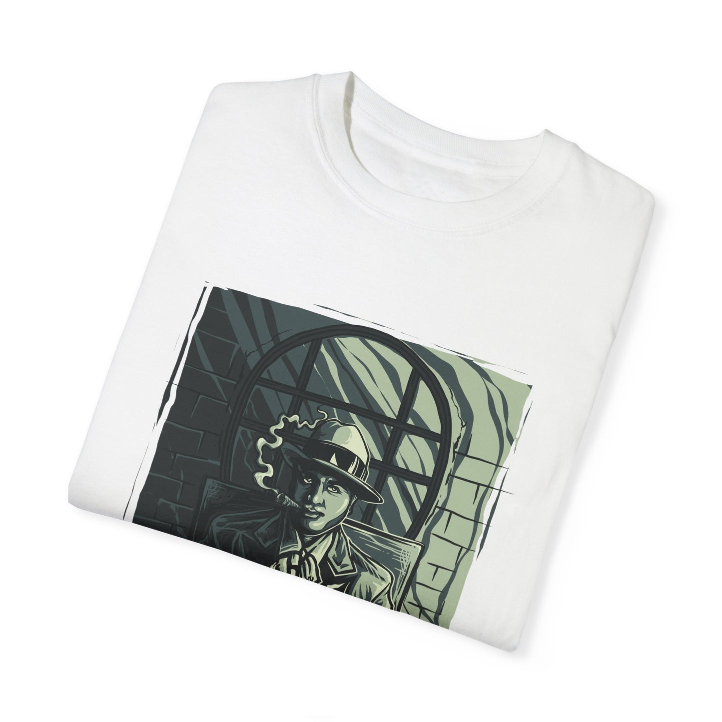 Vintage Detective Noir Graphic Tee | Beige Mystery-Inspired T-Shirt | XCalibre Designs