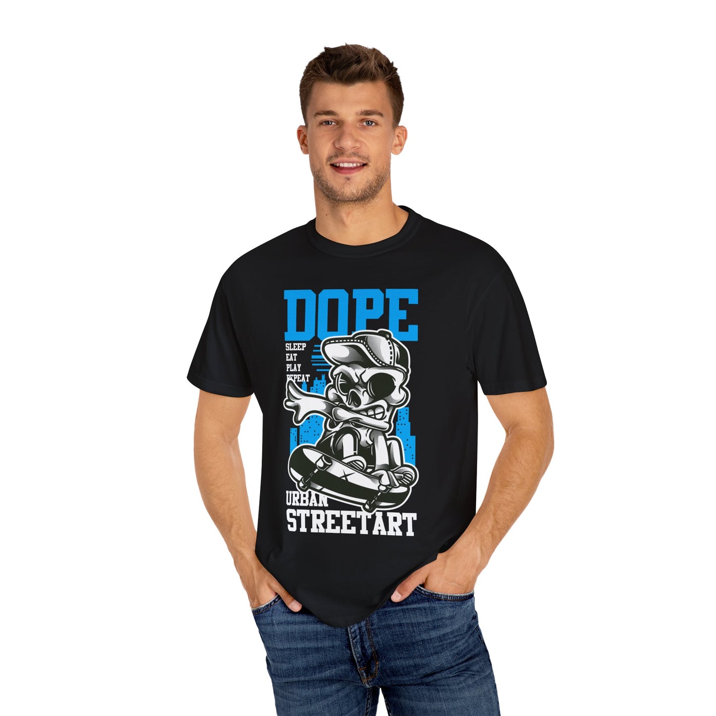 Urban Graffiti 'DOPE' Graphic Tee | Cool Blue Streetwear T-Shirt | XCalibre Designs