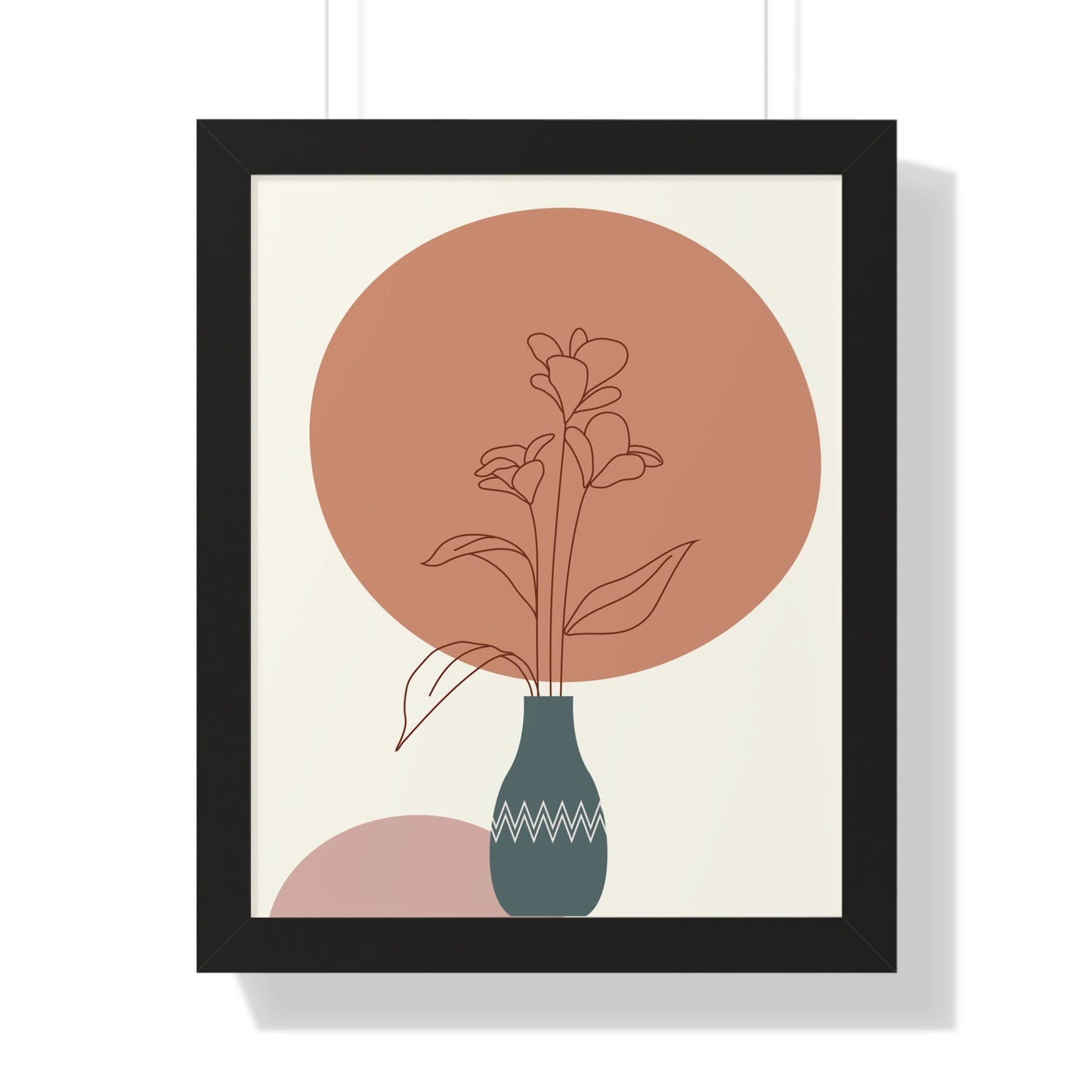 Decorative Vase with Blooms Art Print | Earthy Toned Botanical Illustration | XCalibre Designs | Framed Vertical Poster