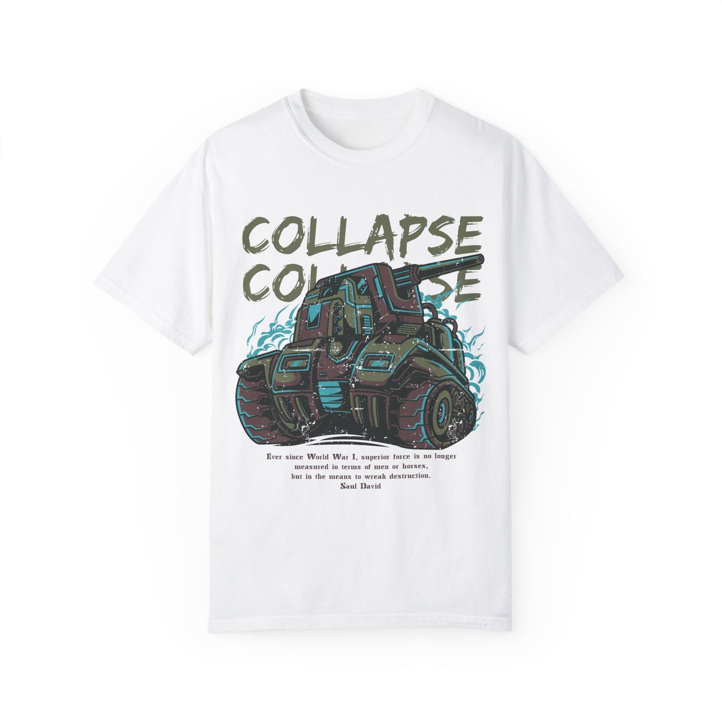 Apocalyptic Vehicle 'Collapse' Graphic Tee | Beige Dystopian T-Shirt | XCalibre Designs