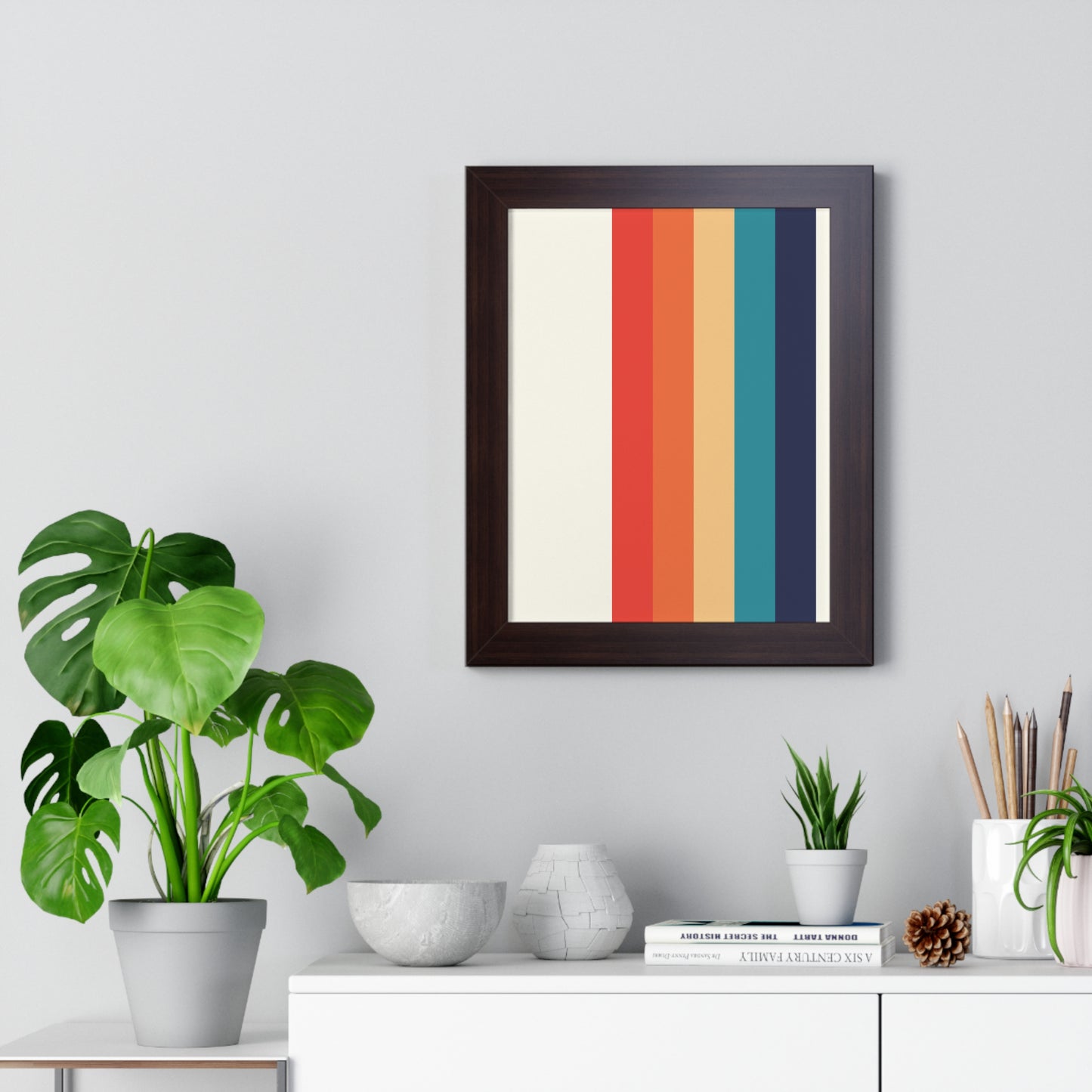 Multicolor Vertical Stripes Art Print | Contemporary Stripe Pattern Wall Art | XCalibre Designs | Framed Vertical Poster