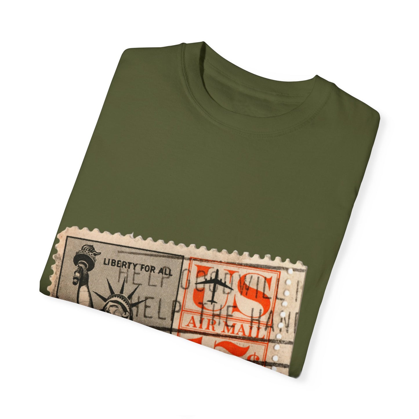 Retro Liberty Stamp Graphic Tee | Cream Collector's Edition T-Shirt | XCalibre Designs