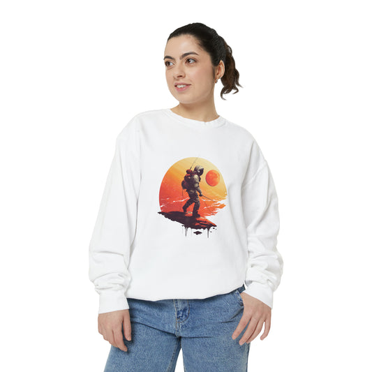 Cosmic Spaceman Crewneck Sweatshirt | Unisex Garment-Dyed Sweatshirt