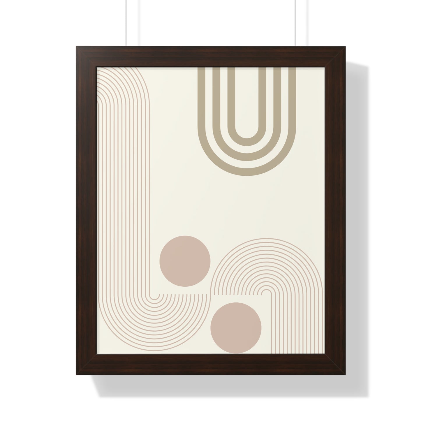 Neutral Abstract Lines and Circles Art Print | Modern Minimalist Wall Art | XCalibre Designs | Framed Vertical Poster