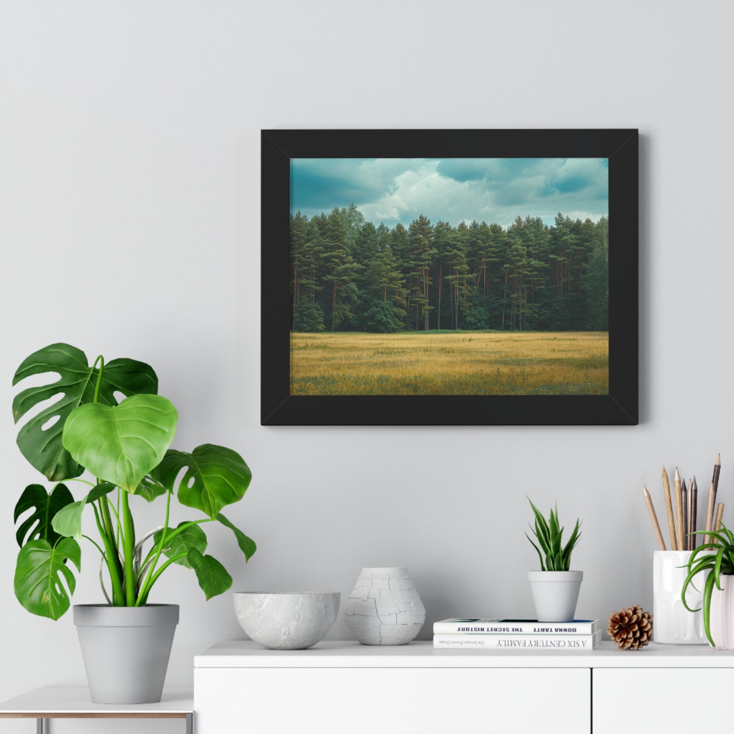 Verdant Refuge - Peaceful Meadow Art Frame | Framed Horizontal Poster