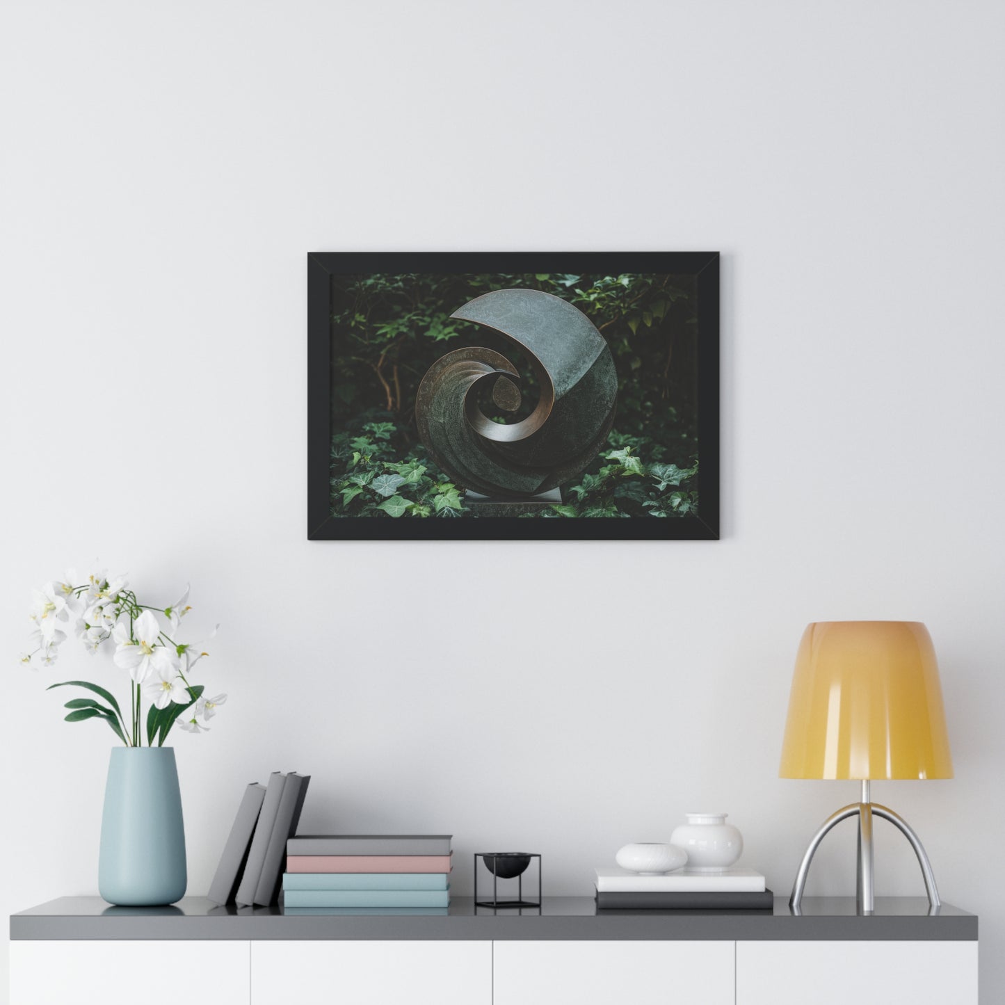 Verdant Spiral - Abstract Sculpture Art Frame | Framed Horizontal Poster