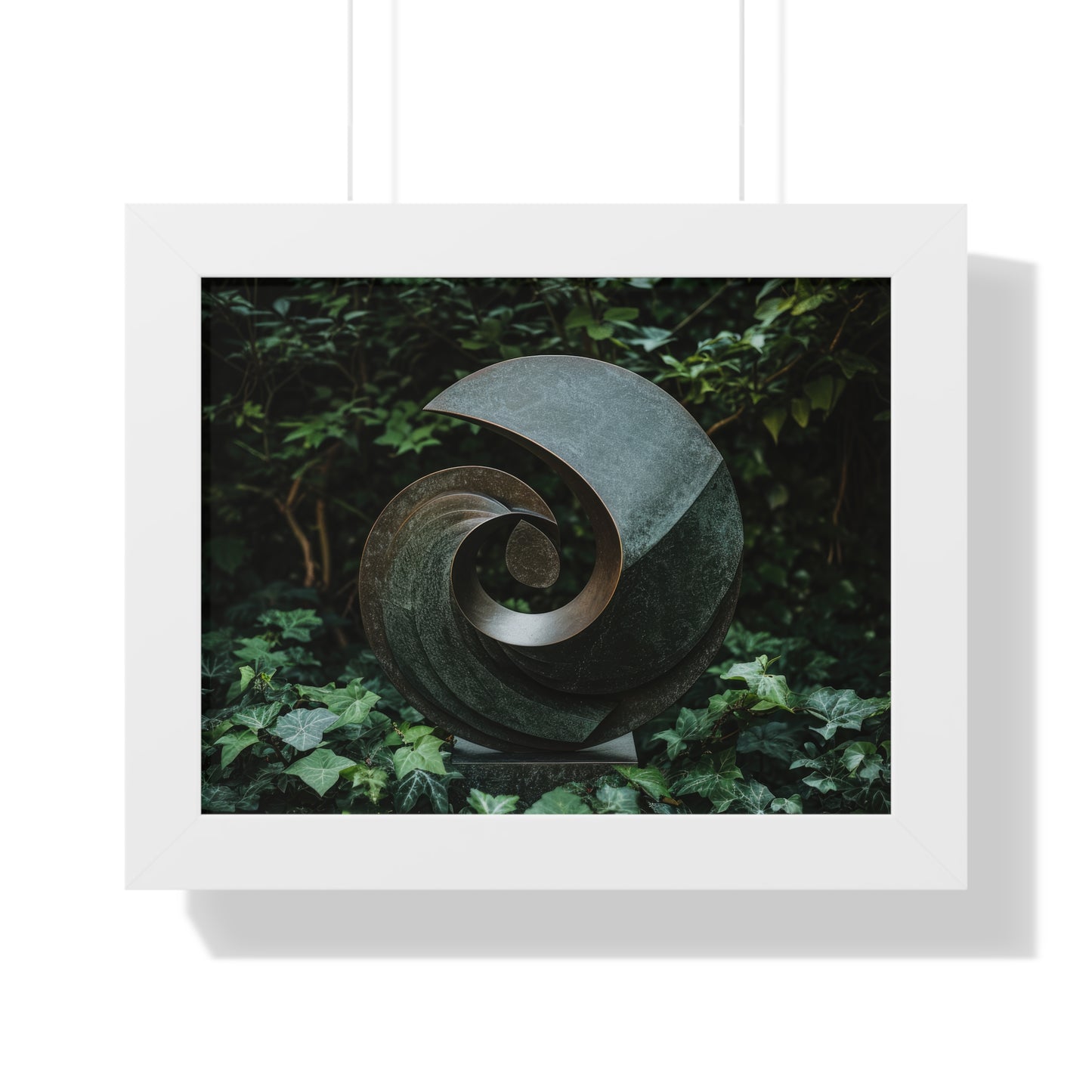 Verdant Spiral - Abstract Sculpture Art Frame | Framed Horizontal Poster