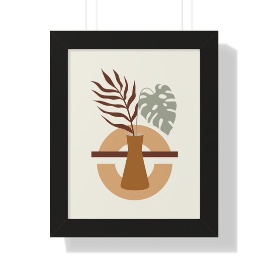 Abstract Vase and Foliage Art Print | Modern Botanical Wall Art | XCalibre Designs | Framed Vertical Poster