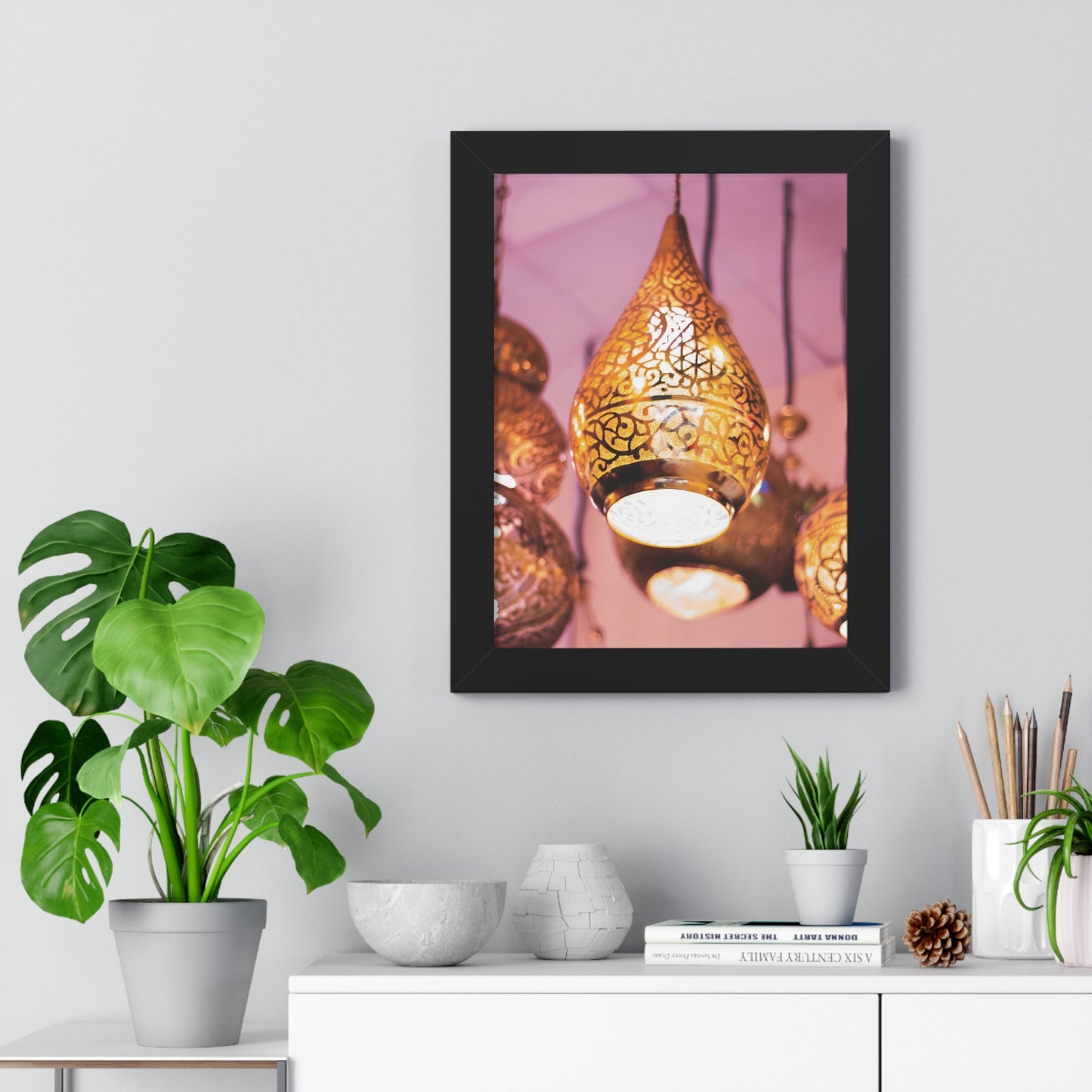 Enchanting Arabesque - Framed Oriental Lamp Art | Framed Vertical Poster