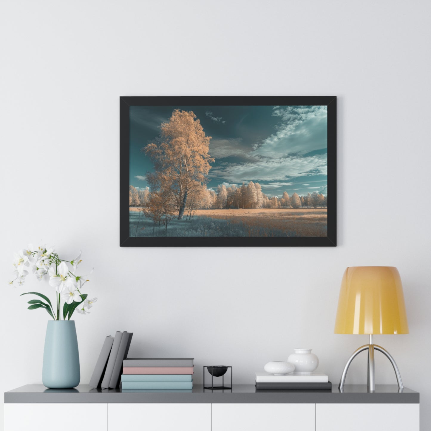 Surreal Azure - Ethereal Landscape Art Frame | Framed Horizontal Poster