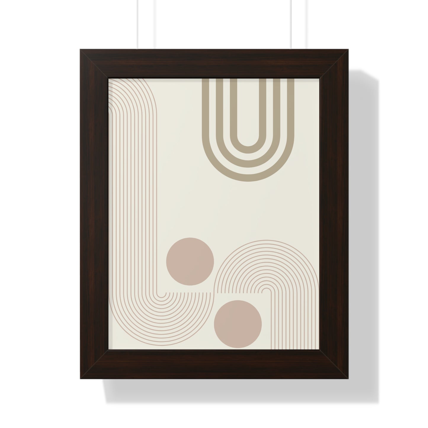 Neutral Abstract Lines and Circles Art Print | Modern Minimalist Wall Art | XCalibre Designs | Framed Vertical Poster