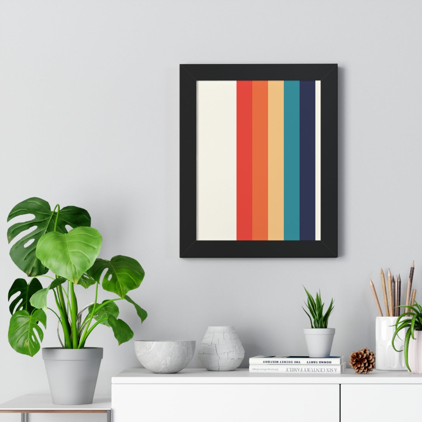 Multicolor Vertical Stripes Art Print | Contemporary Stripe Pattern Wall Art | XCalibre Designs | Framed Vertical Poster