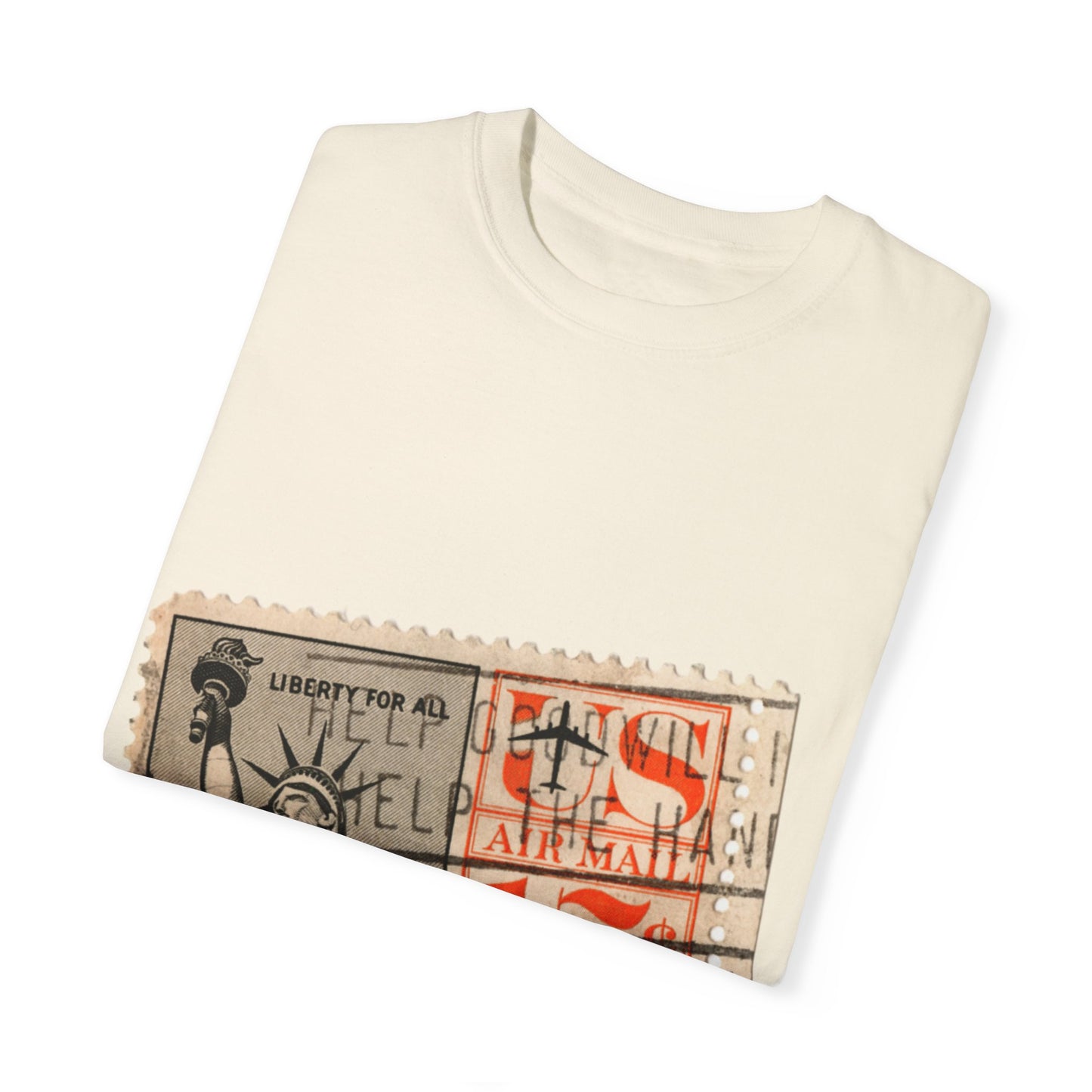 Retro Liberty Stamp Graphic Tee | Cream Collector's Edition T-Shirt | XCalibre Designs