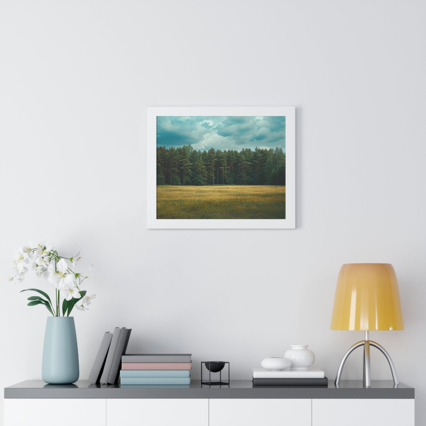 Verdant Refuge - Peaceful Meadow Art Frame | Framed Horizontal Poster