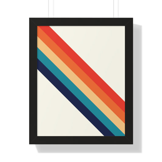 Bold Abstract Diagonal Stripes Art Print | Retro Inspired Colorful Wall Art | XCalibre Designs | Framed Vertical Poster