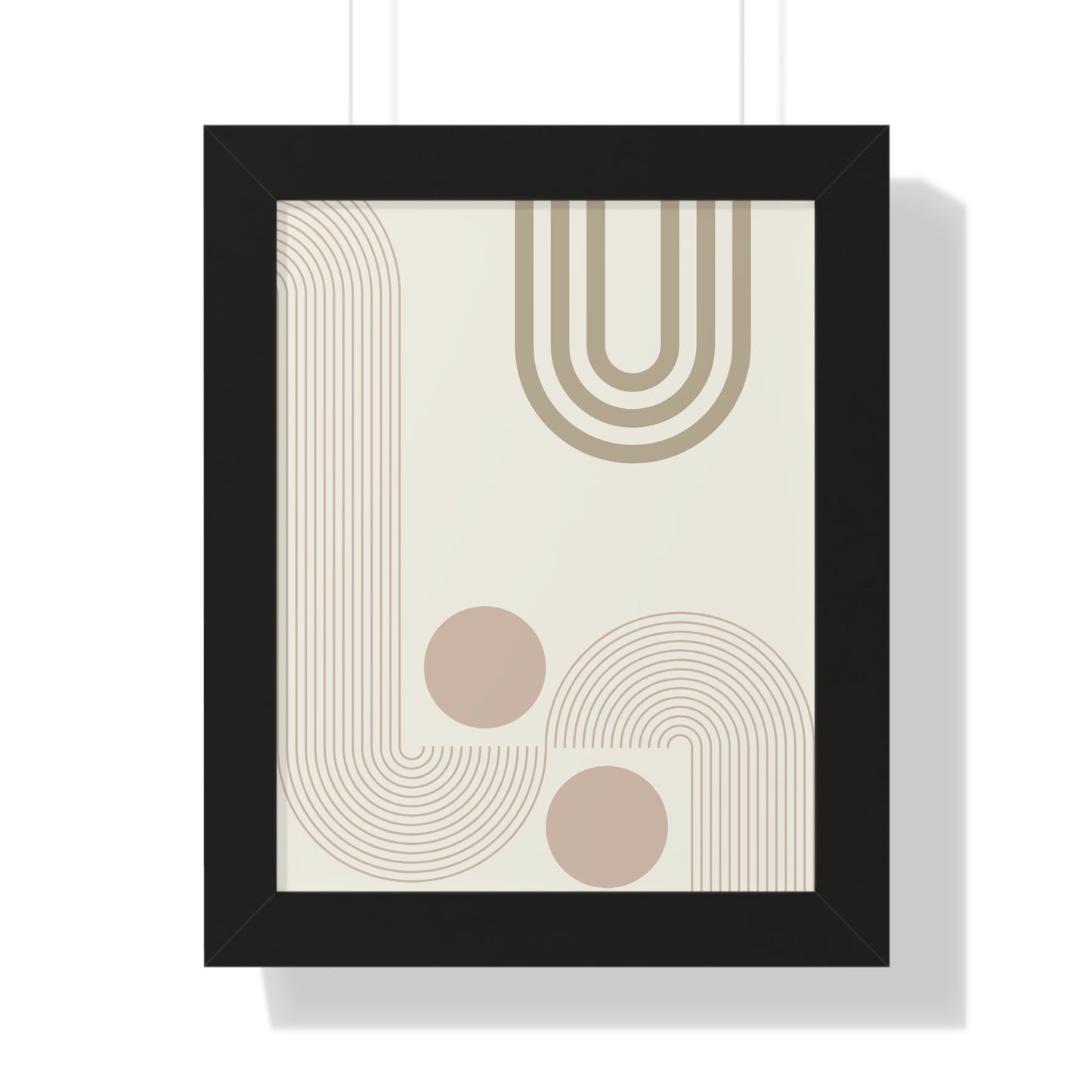 Neutral Abstract Lines and Circles Art Print | Modern Minimalist Wall Art | XCalibre Designs | Framed Vertical Poster