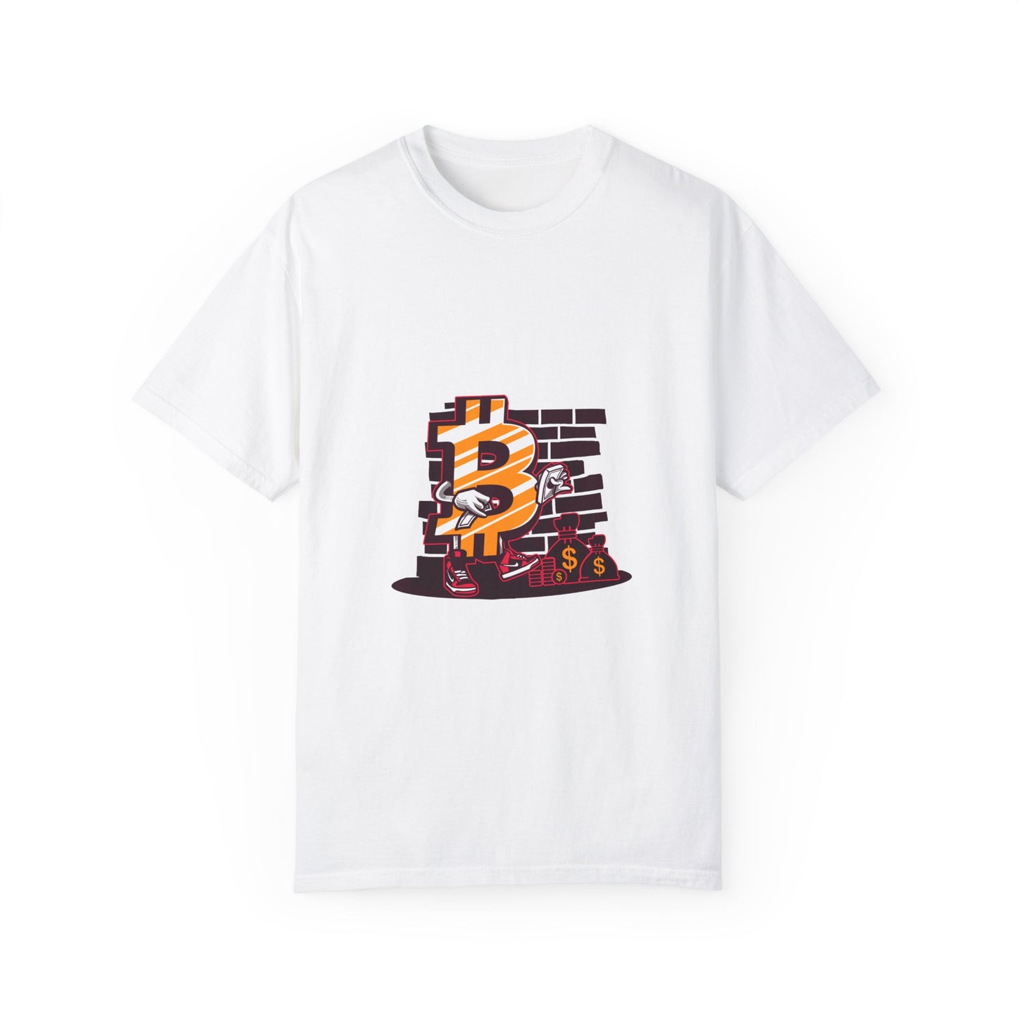 Bitcoin Currency Breakout Graphic Tee | Beige Cryptocurrency T-Shirt | XCalibre Designs