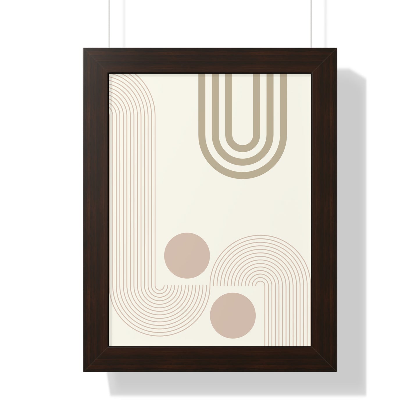 Neutral Abstract Lines and Circles Art Print | Modern Minimalist Wall Art | XCalibre Designs | Framed Vertical Poster