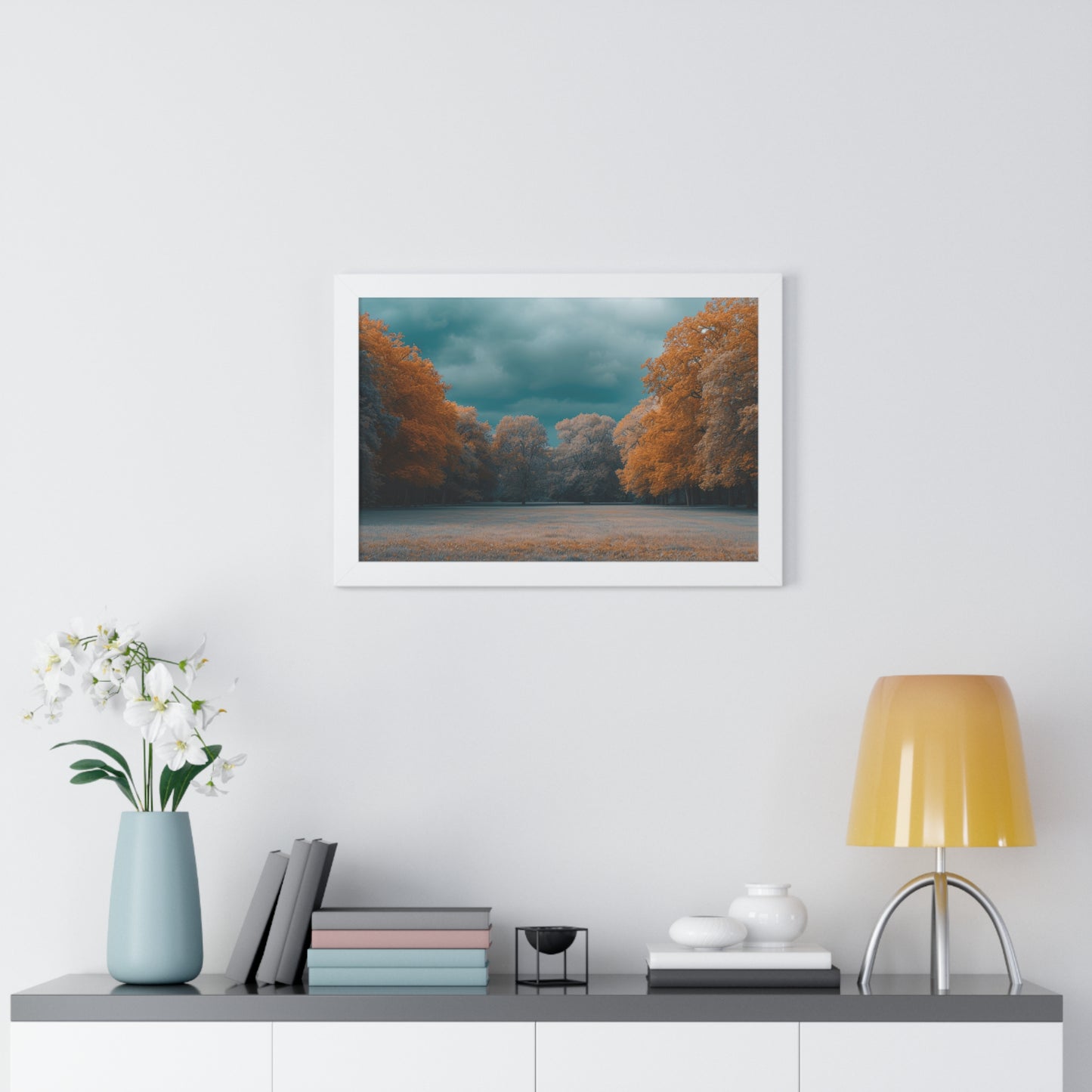 Autumn Serenity - Tranquil Park Scene Art Frame | Framed Horizontal Poster