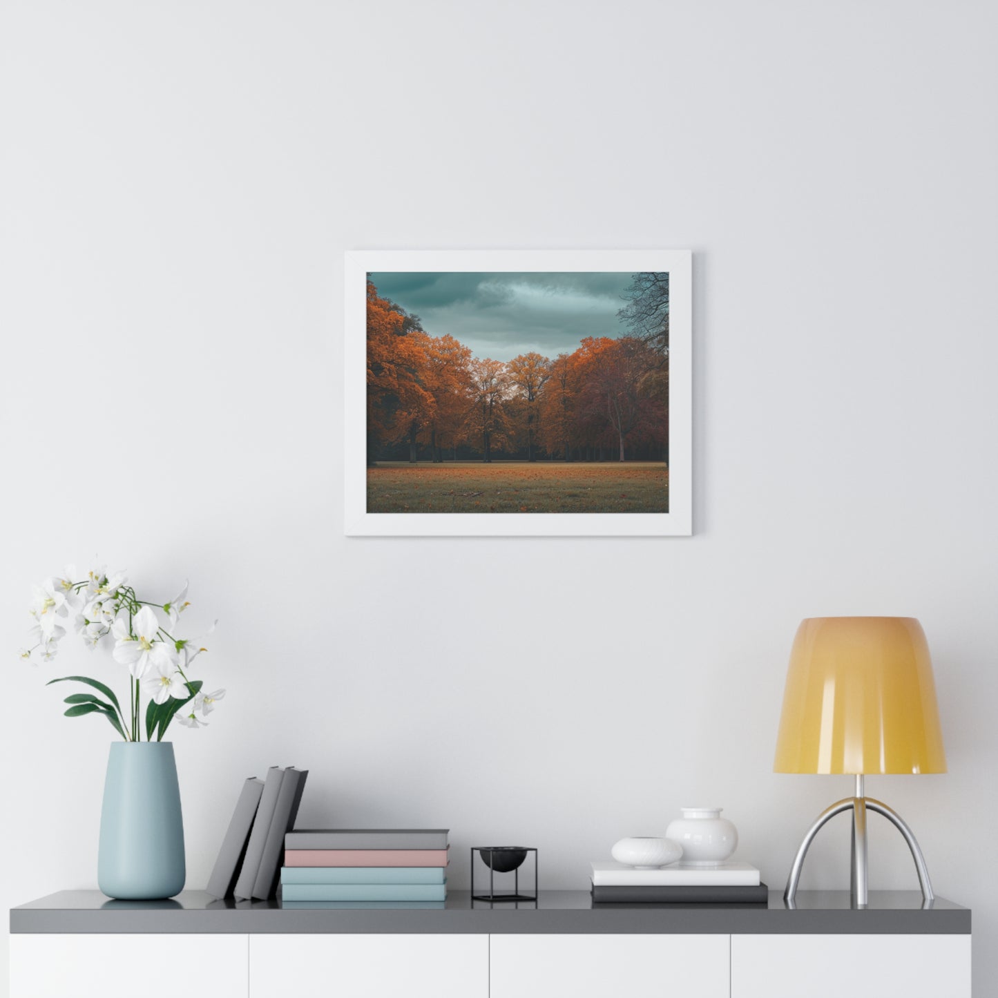 Crimson Canopy - Majestic Autumn Art Frame | Framed Horizontal Poster