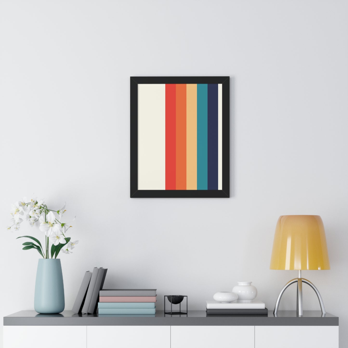 Multicolor Vertical Stripes Art Print | Contemporary Stripe Pattern Wall Art | XCalibre Designs | Framed Vertical Poster