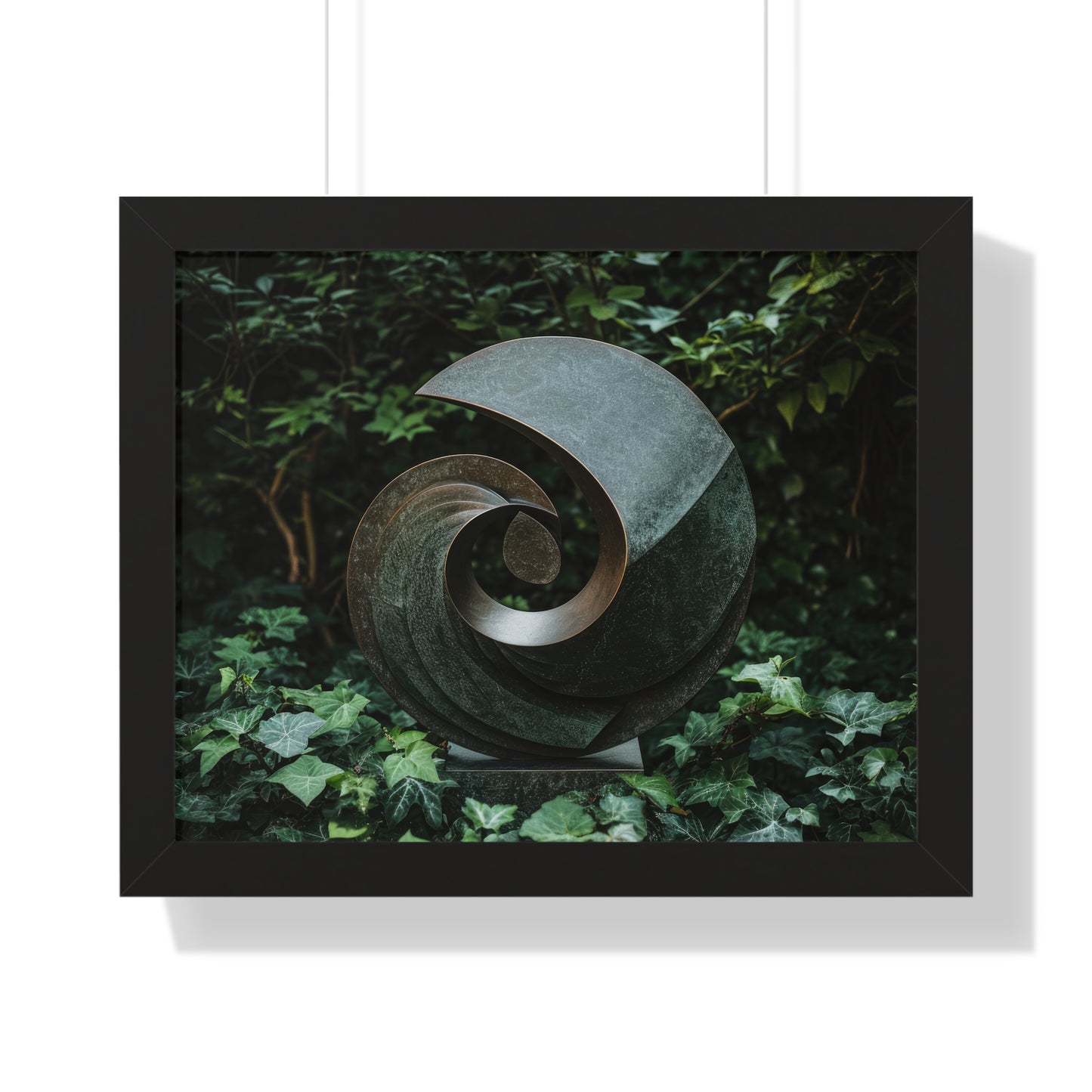 Verdant Spiral - Abstract Sculpture Art Frame | Framed Horizontal Poster