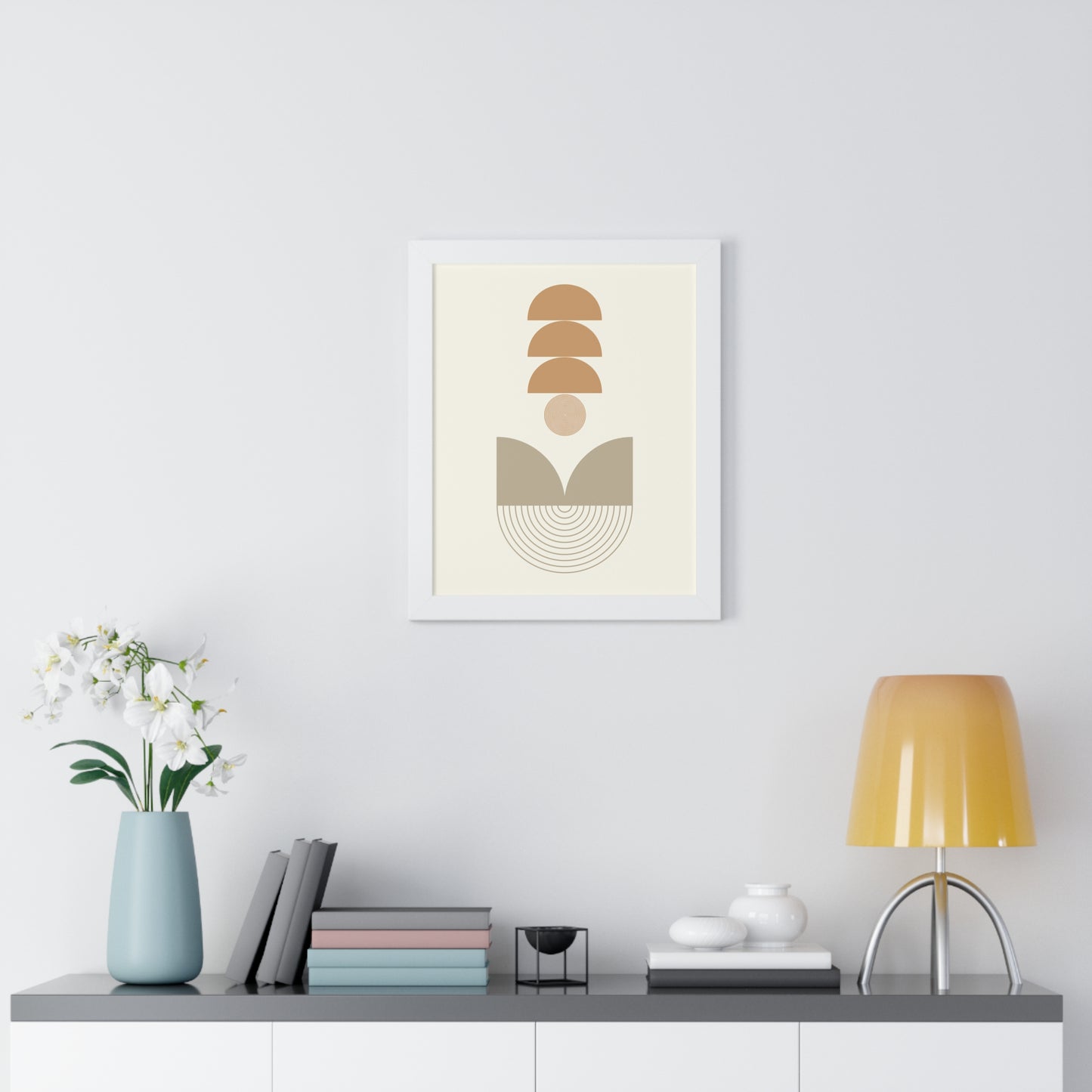 Abstract Neutral Tones Stacked Art Print | Contemporary Zen Wall Art | XCalibre Designs | Framed Vertical Poster