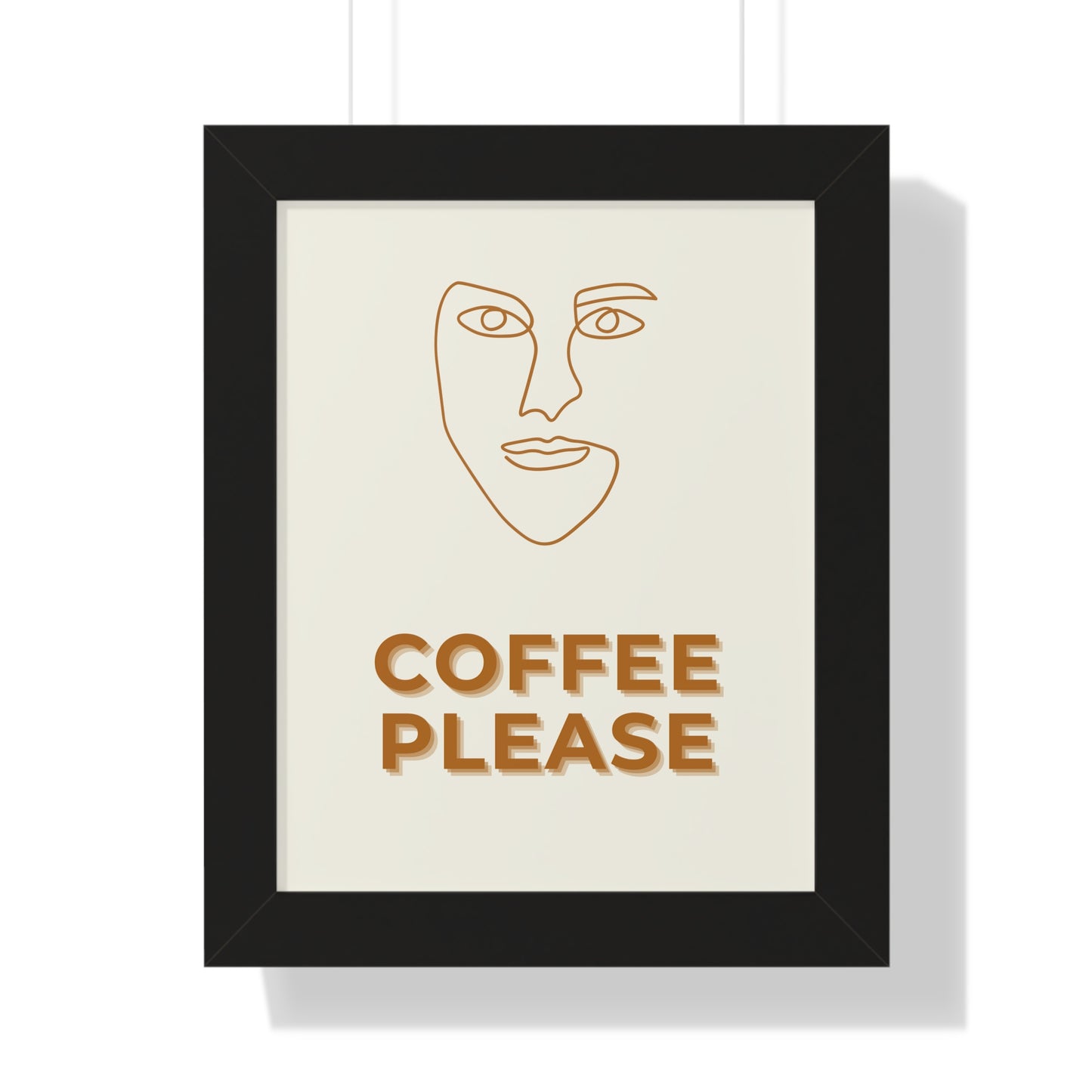 Abstract Face Line Art Coffee Print | Modern Cafe Decor Artwork | XCalibre Designs | Framed Vertical Poster