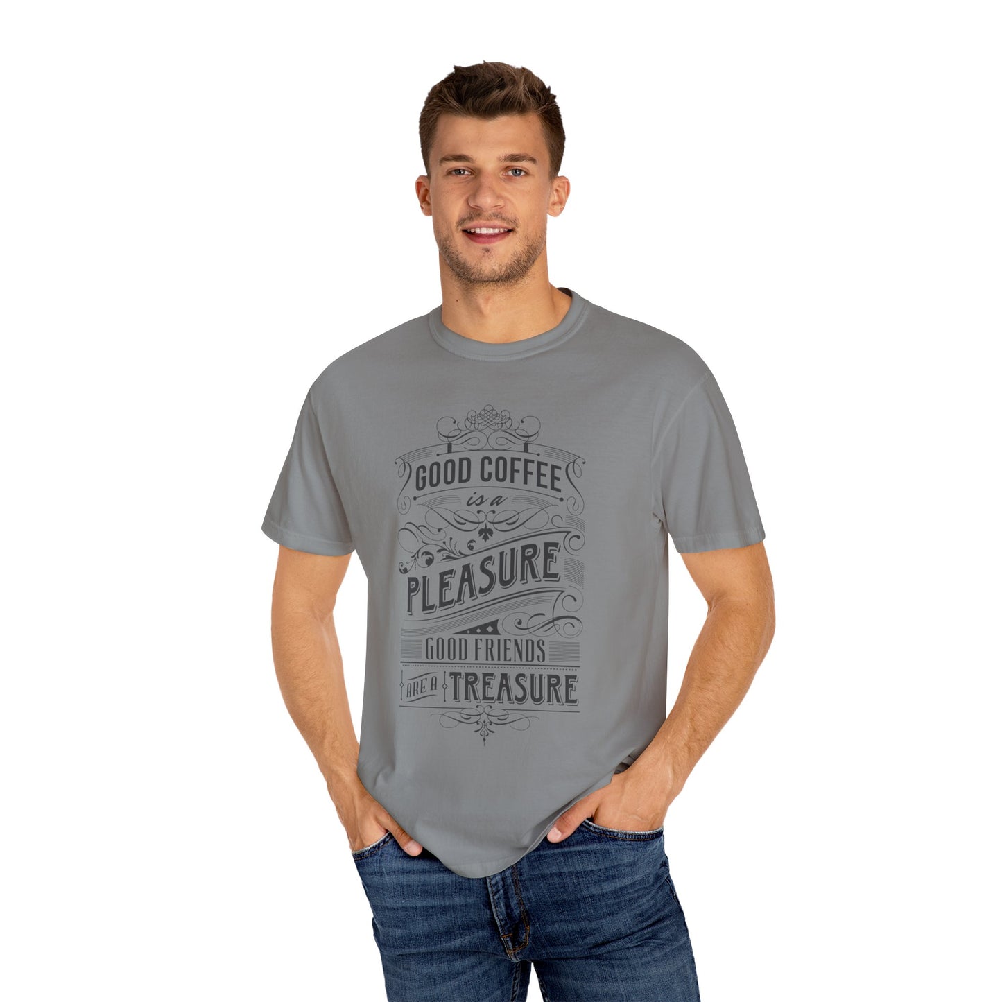 Coffee and Friendship Quote Tee | White Typographic T-Shirt | XCalibre Designs