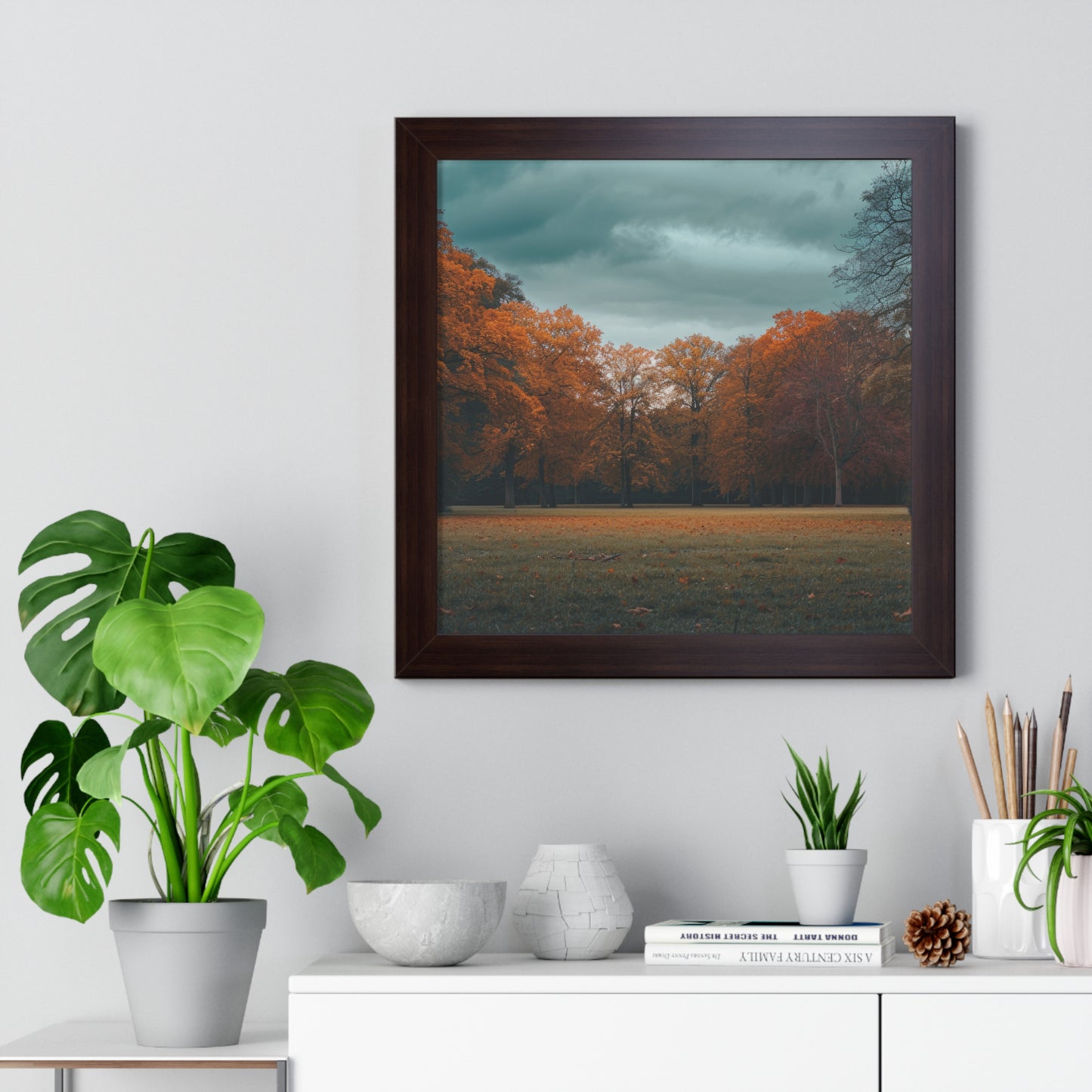 Crimson Canopy - Majestic Autumn Art Frame | Framed Horizontal Poster