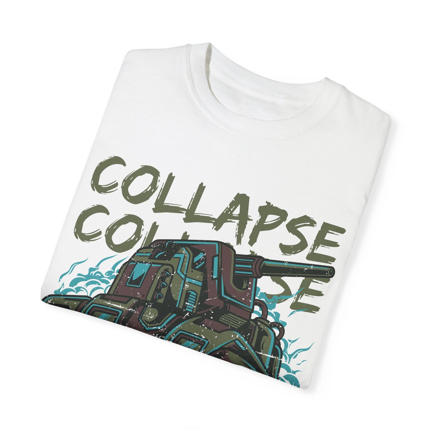 Apocalyptic Vehicle 'Collapse' Graphic Tee | Beige Dystopian T-Shirt | XCalibre Designs