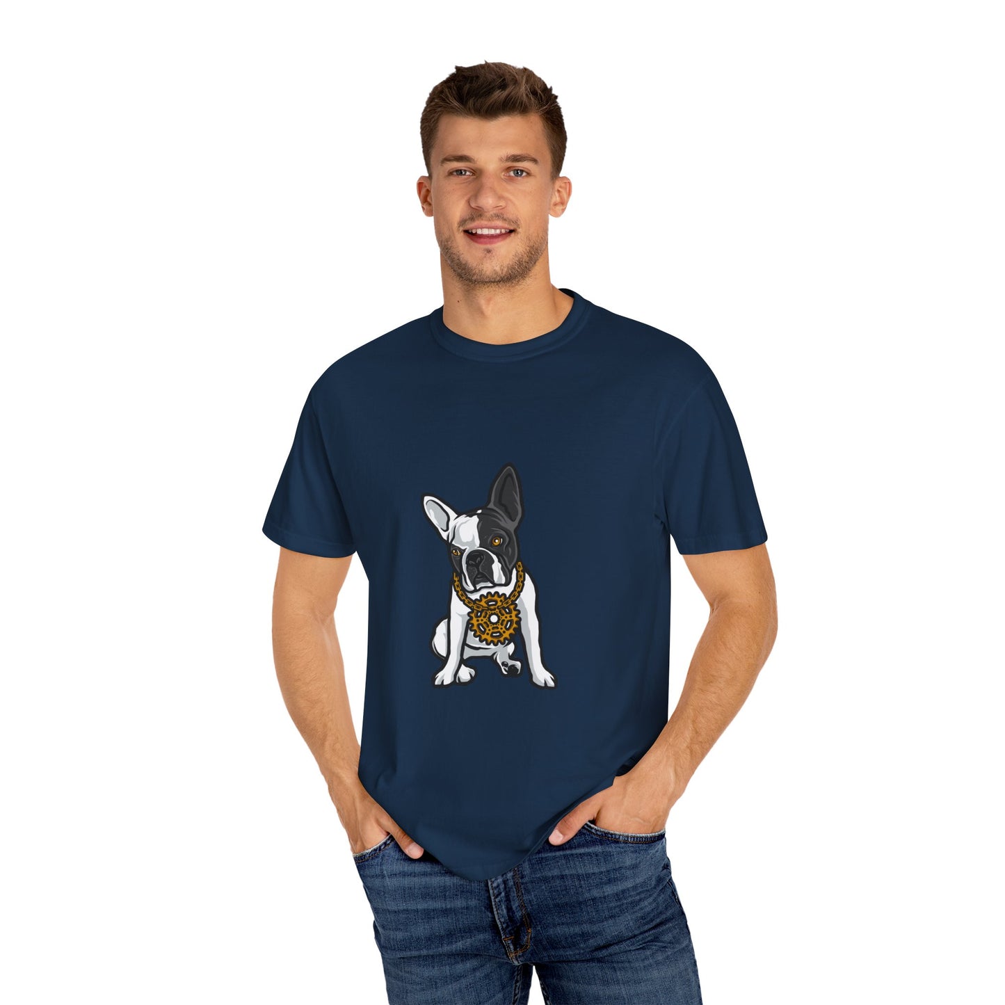 Cute French Bulldog with Sunglasses Graphic Tee | Grey Casual Dog Lover T-Shirt | XCalibre Designs