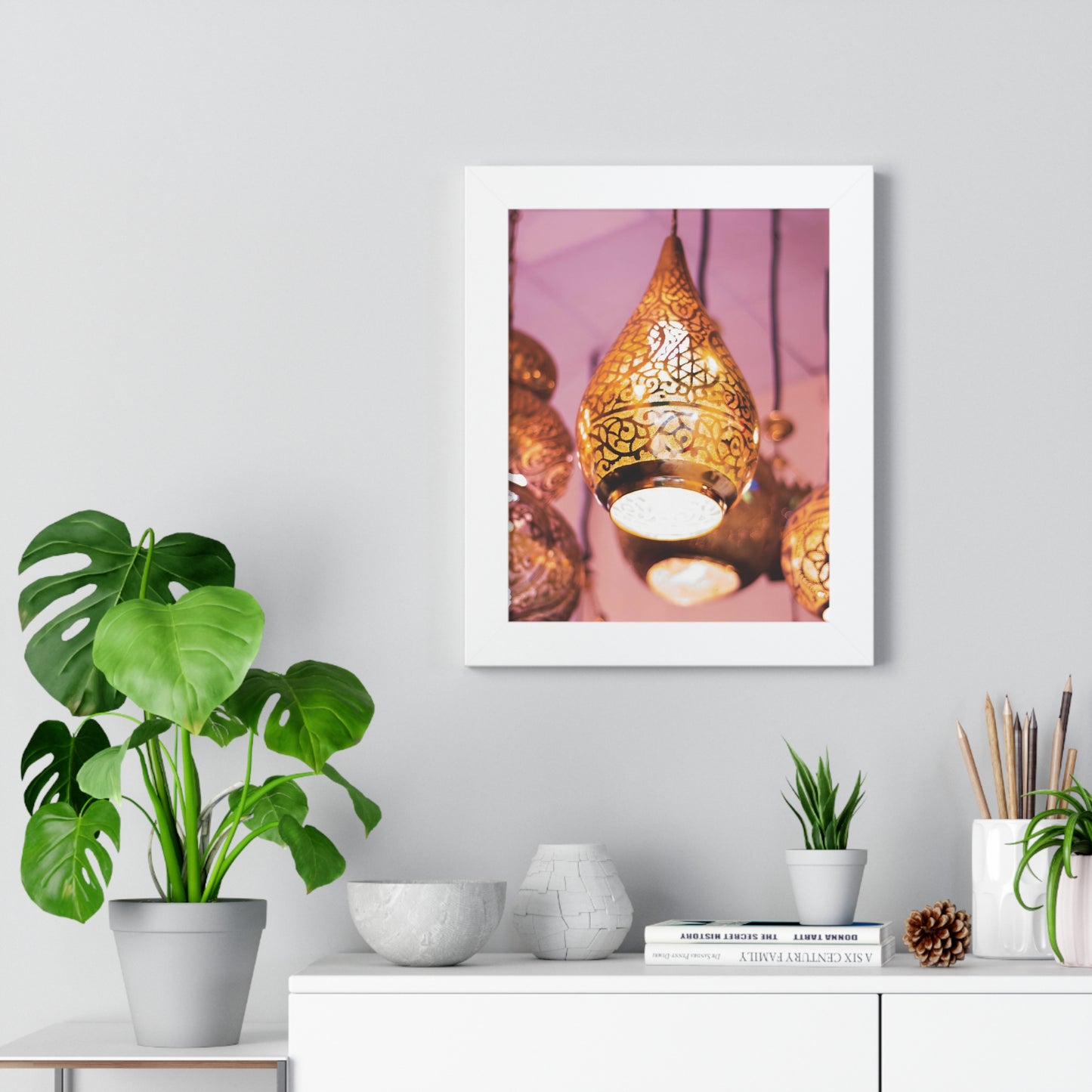 Enchanting Arabesque - Framed Oriental Lamp Art | Framed Vertical Poster