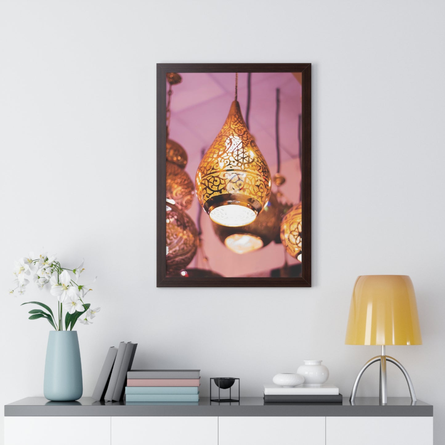 Enchanting Arabesque - Framed Oriental Lamp Art | Framed Vertical Poster