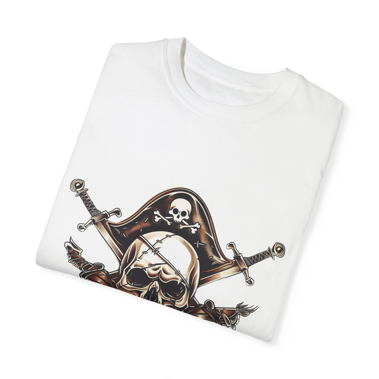 Pirate Skull and Crossed Swords Graphic Tee | Edgy Black Crew Neck T-Shirt | XCalibre Designs