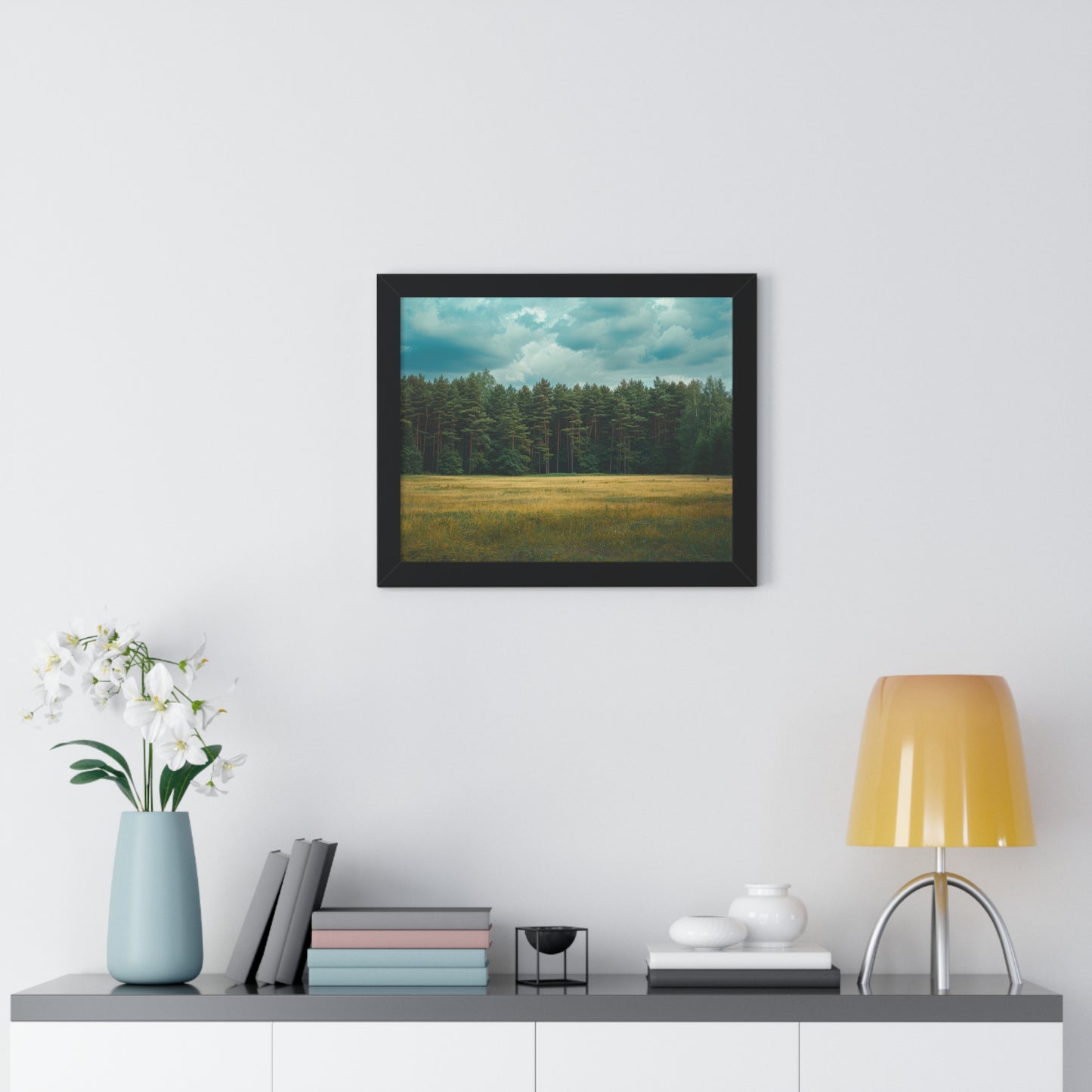 Verdant Refuge - Peaceful Meadow Art Frame | Framed Horizontal Poster