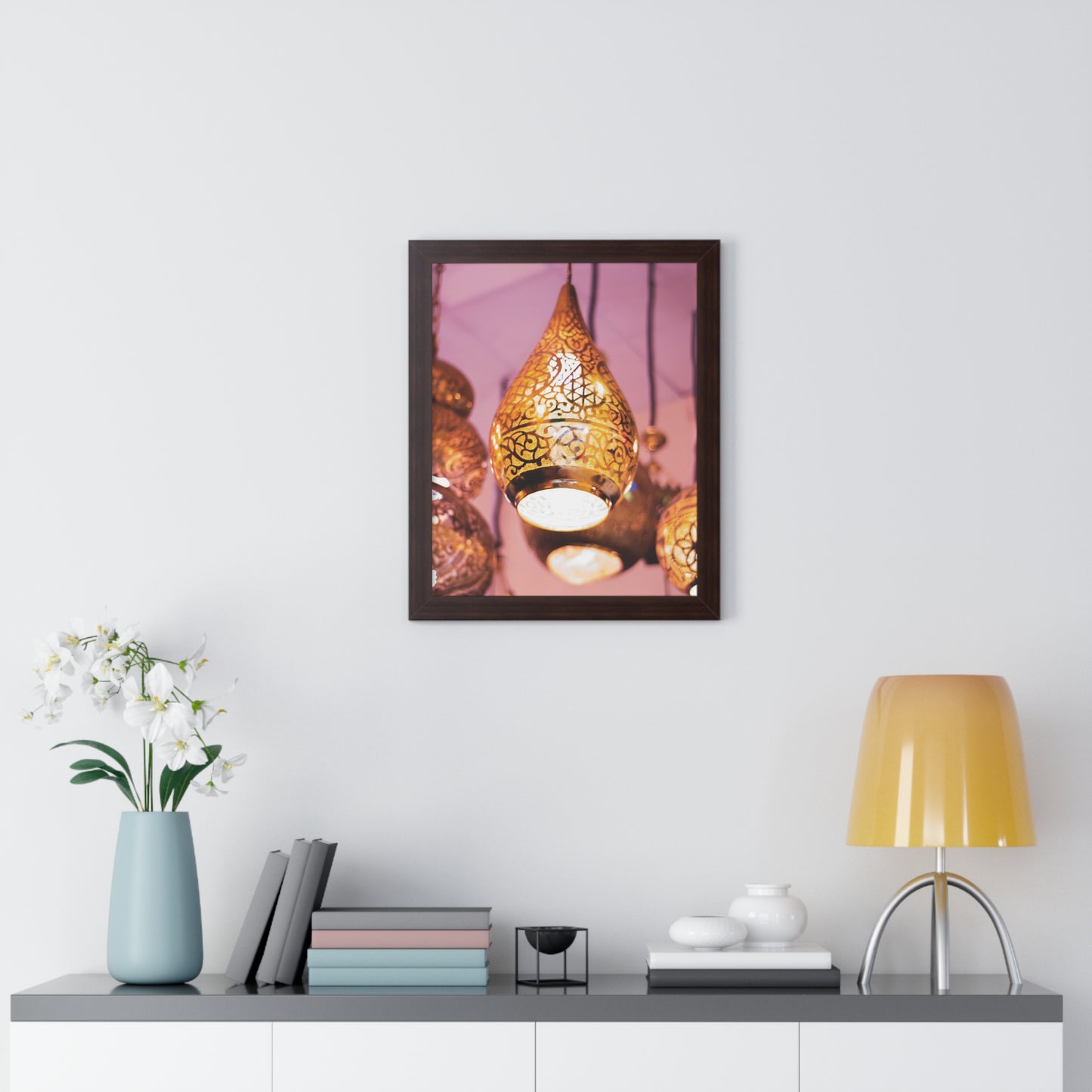 Enchanting Arabesque - Framed Oriental Lamp Art | Framed Vertical Poster