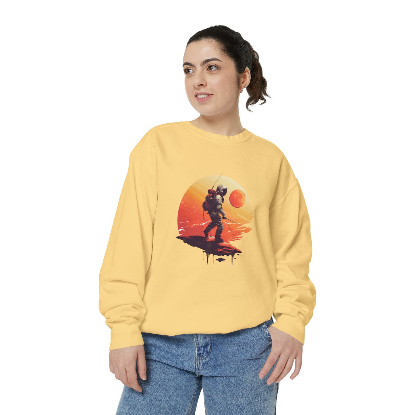 Cosmic Spaceman Crewneck Sweatshirt | Unisex Garment-Dyed Sweatshirt