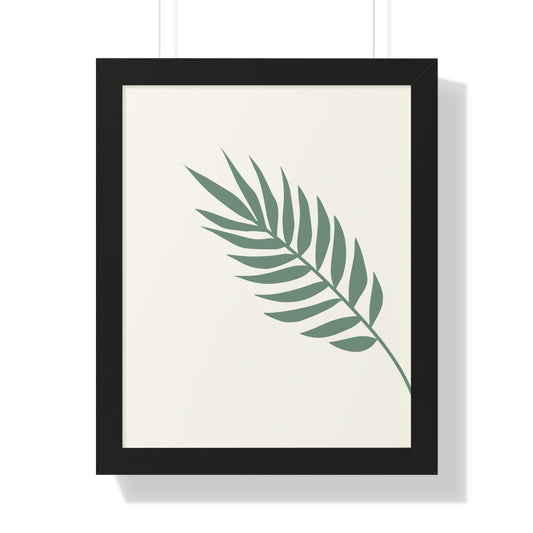 Green Palm Frond Art Print | Tranquil Nature-Inspired Wall Art | XCalibre Designs | Framed Vertical Poster