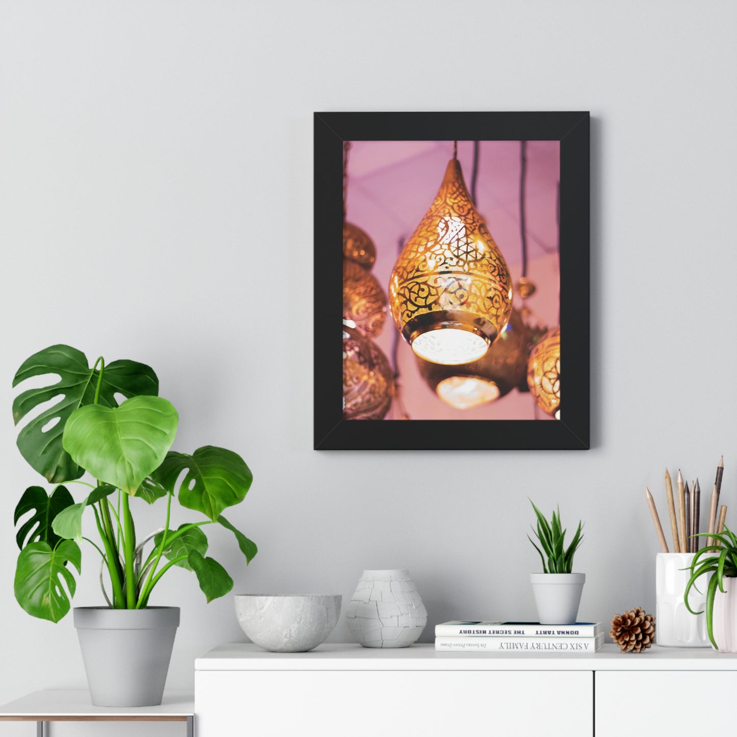 Enchanting Arabesque - Framed Oriental Lamp Art | Framed Vertical Poster