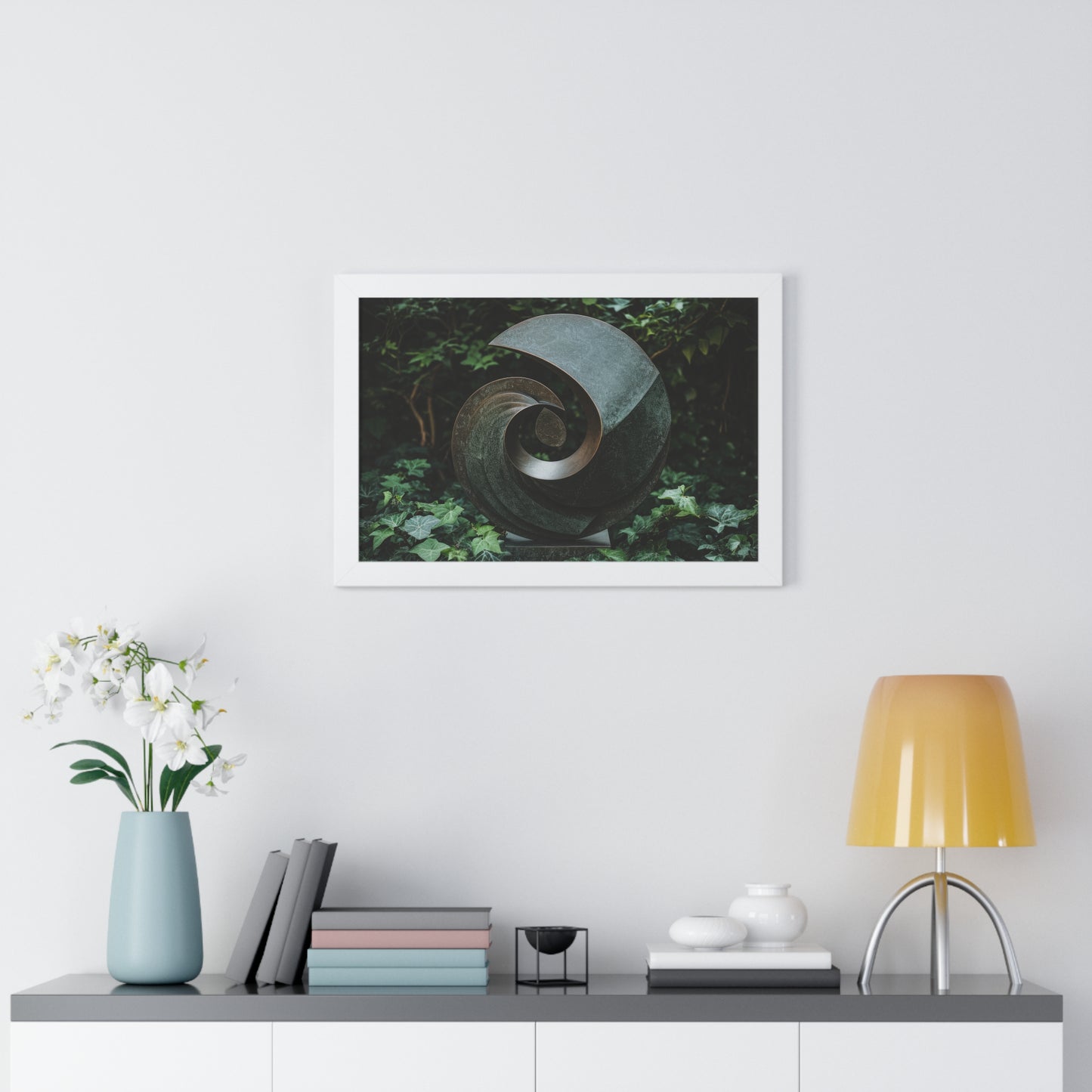 Verdant Spiral - Abstract Sculpture Art Frame | Framed Horizontal Poster